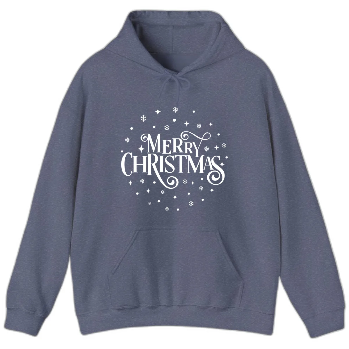 Festive Christmas Script Typography Hoodie in Heather Navy