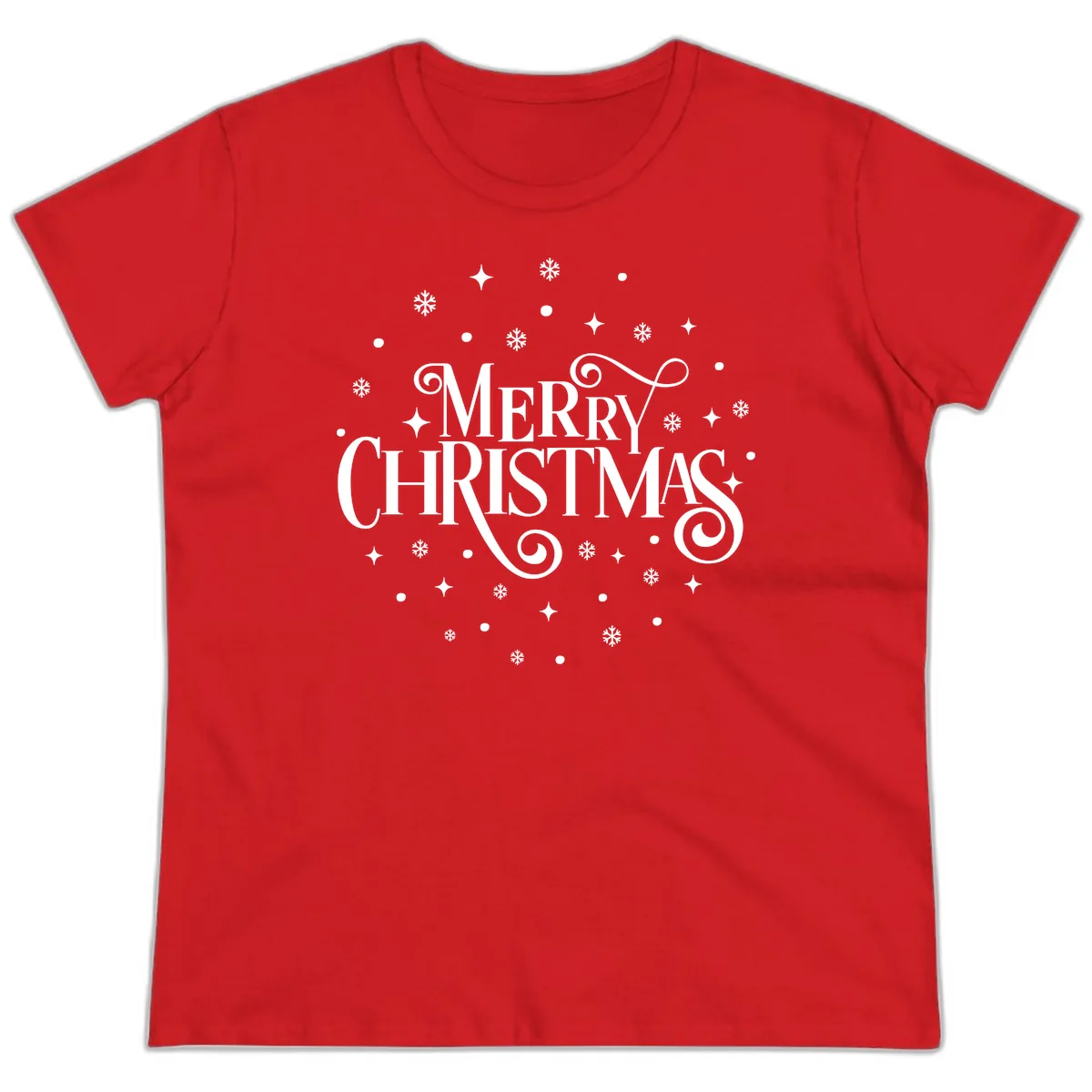 Festive Christmas Script Typography Ladies Tee in Red