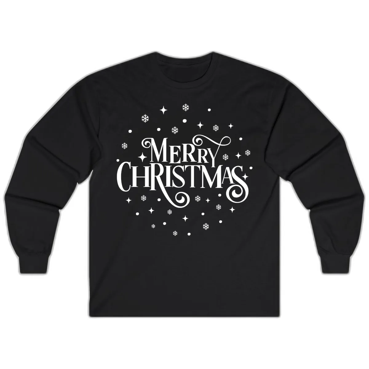 Festive Christmas Script Typography Long Sleeve in Black