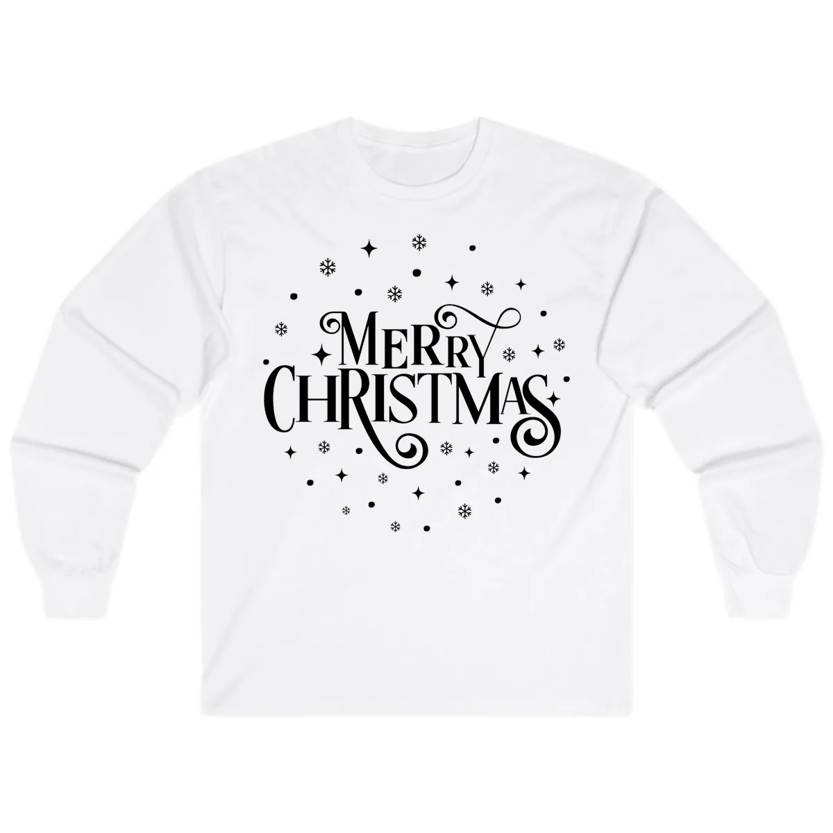 Festive Christmas Script Typography Long Sleeve in White