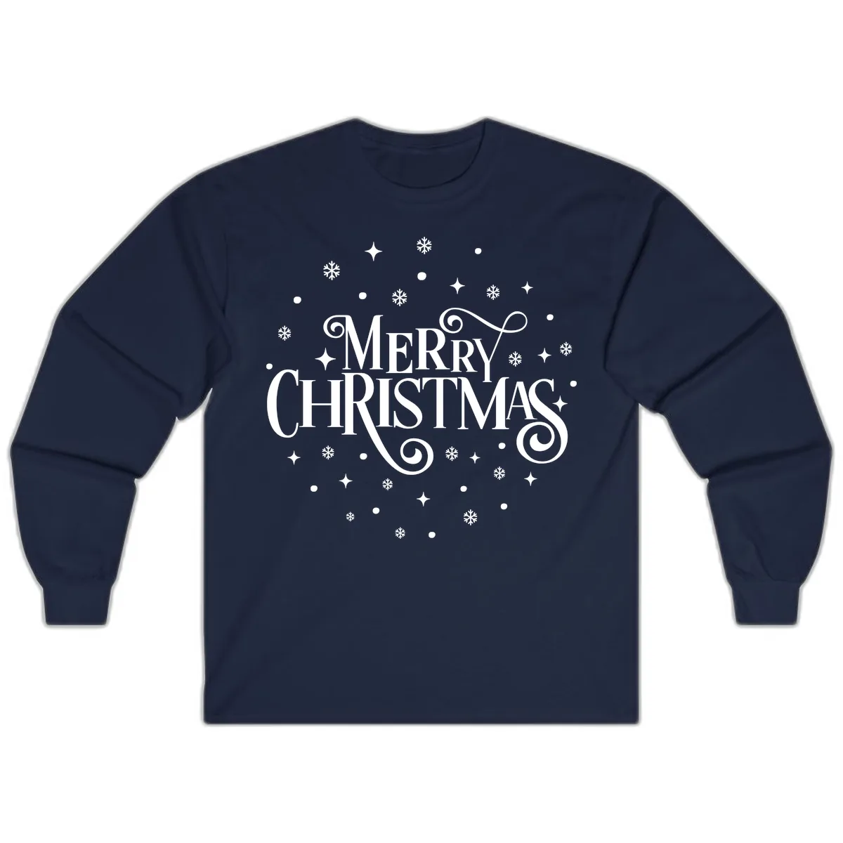 Festive Christmas Script Typography Long Sleeve in Navy
