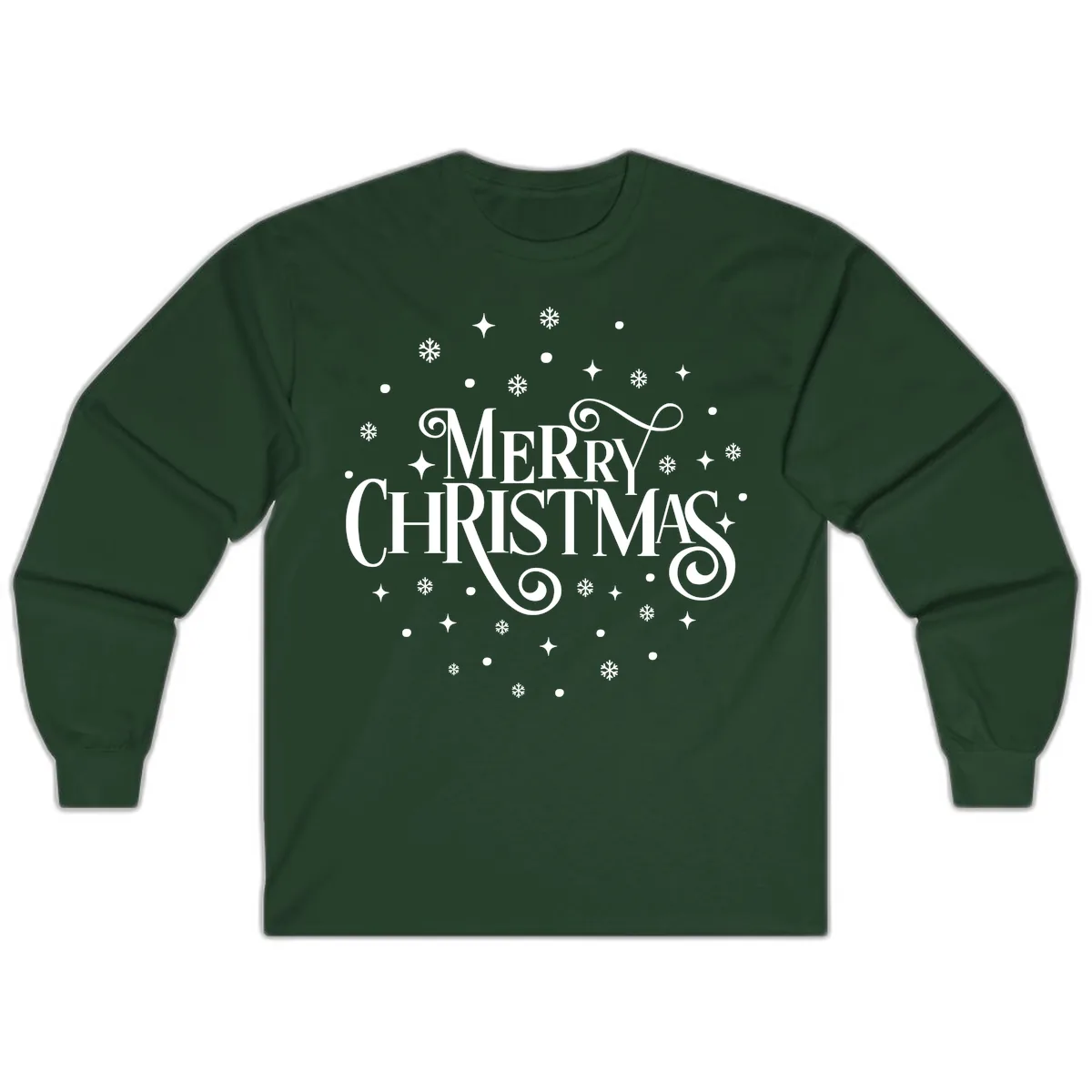 Festive Christmas Script Typography Long Sleeve in Forest Green