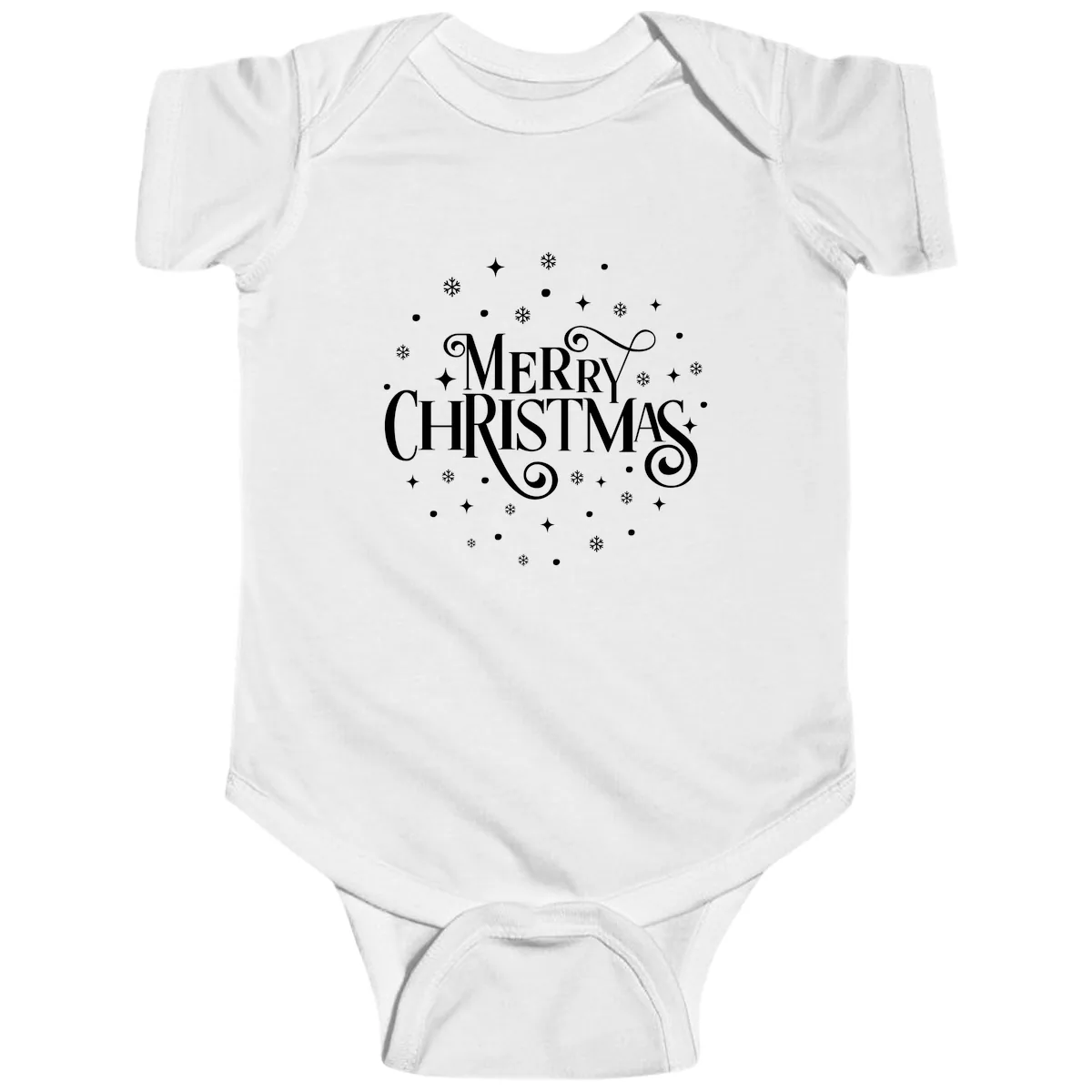 Festive Christmas Script Typography Baby Onesie in White