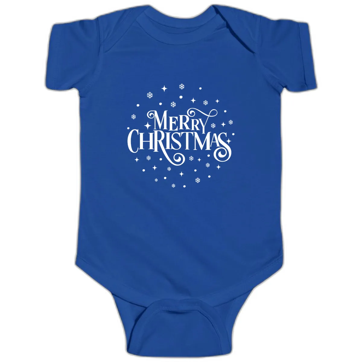 Festive Christmas Script Typography Baby Onesie in Royal