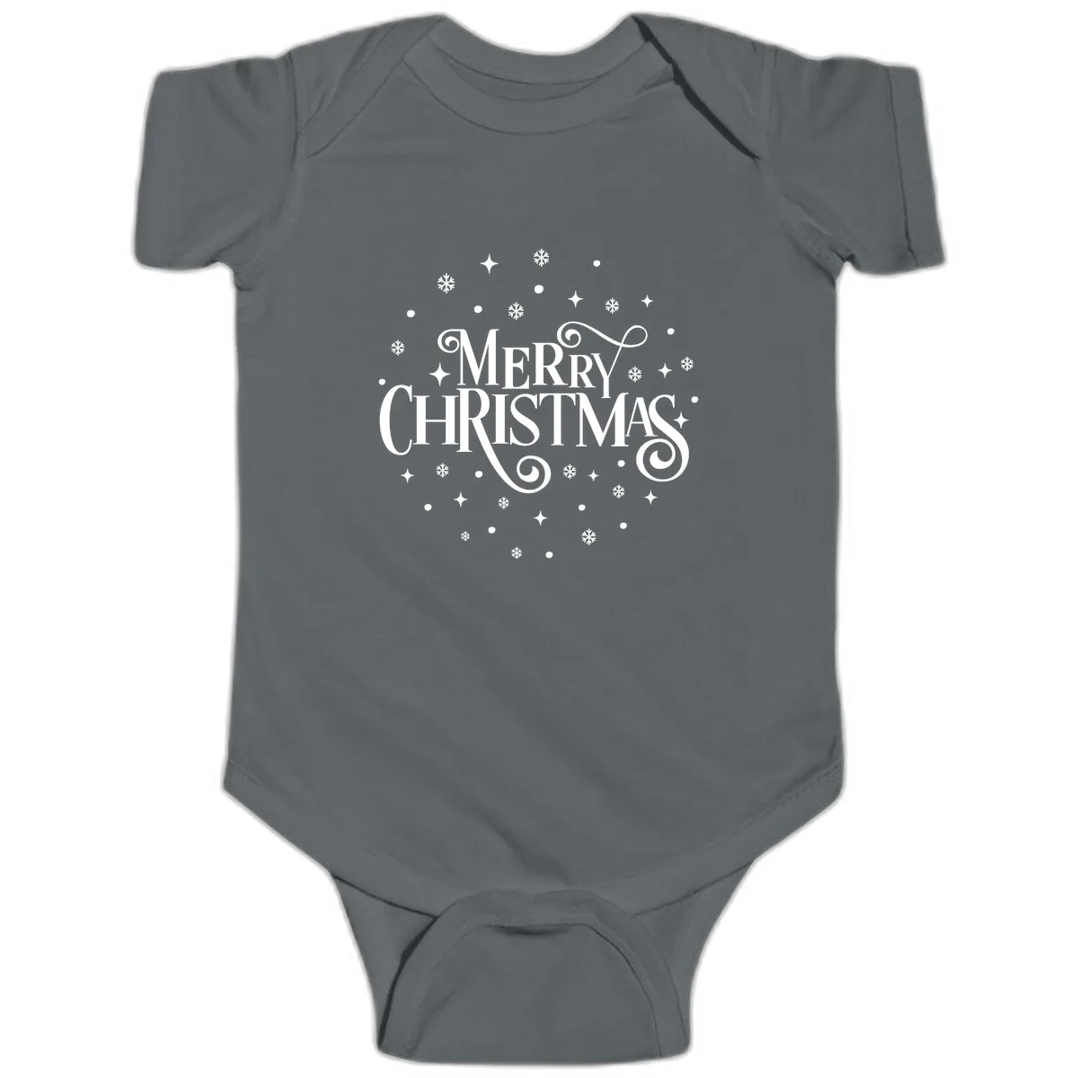 Festive Christmas Script Typography Baby Onesie in Charcoal