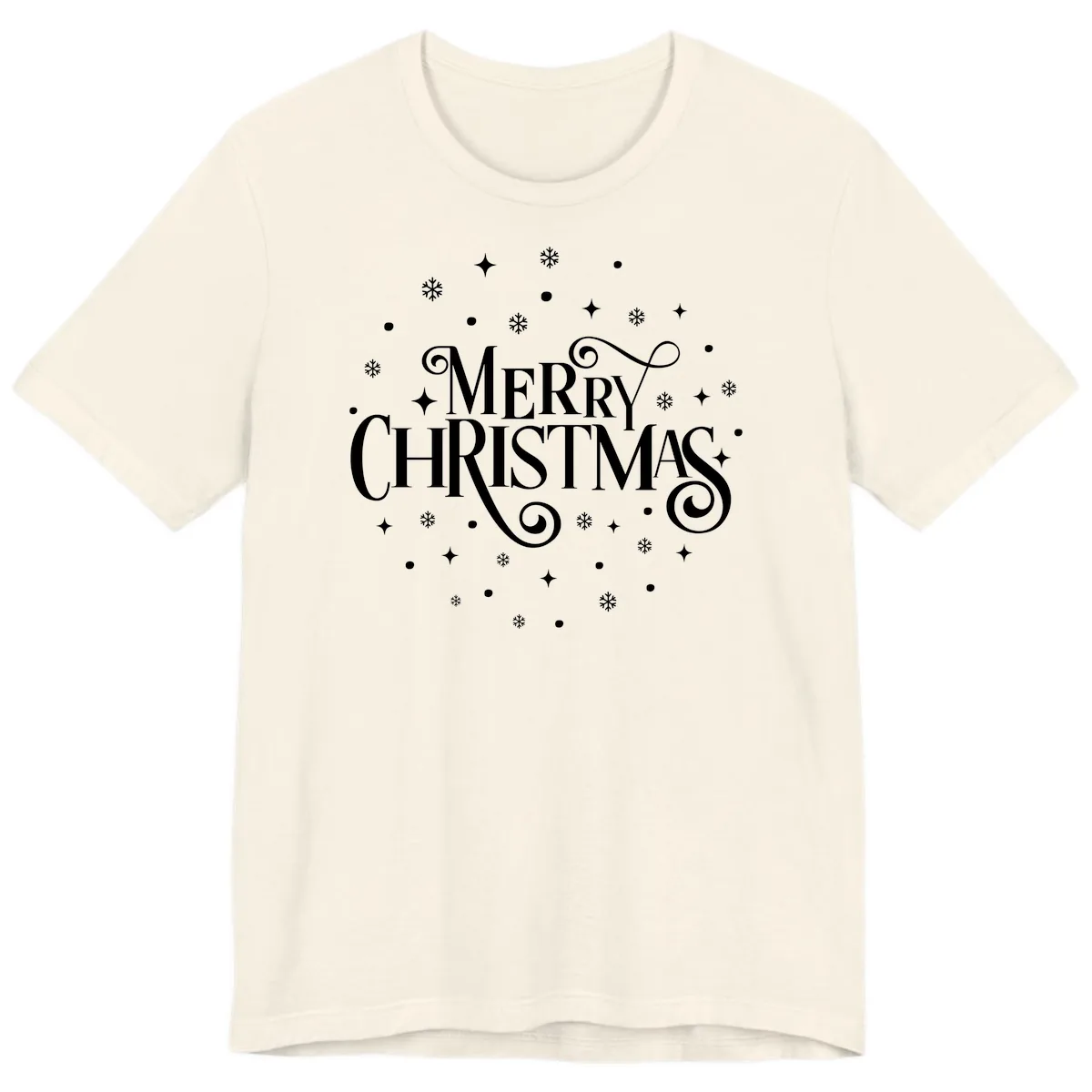 Festive Christmas Script Typography Premium T-Shirt in Natural