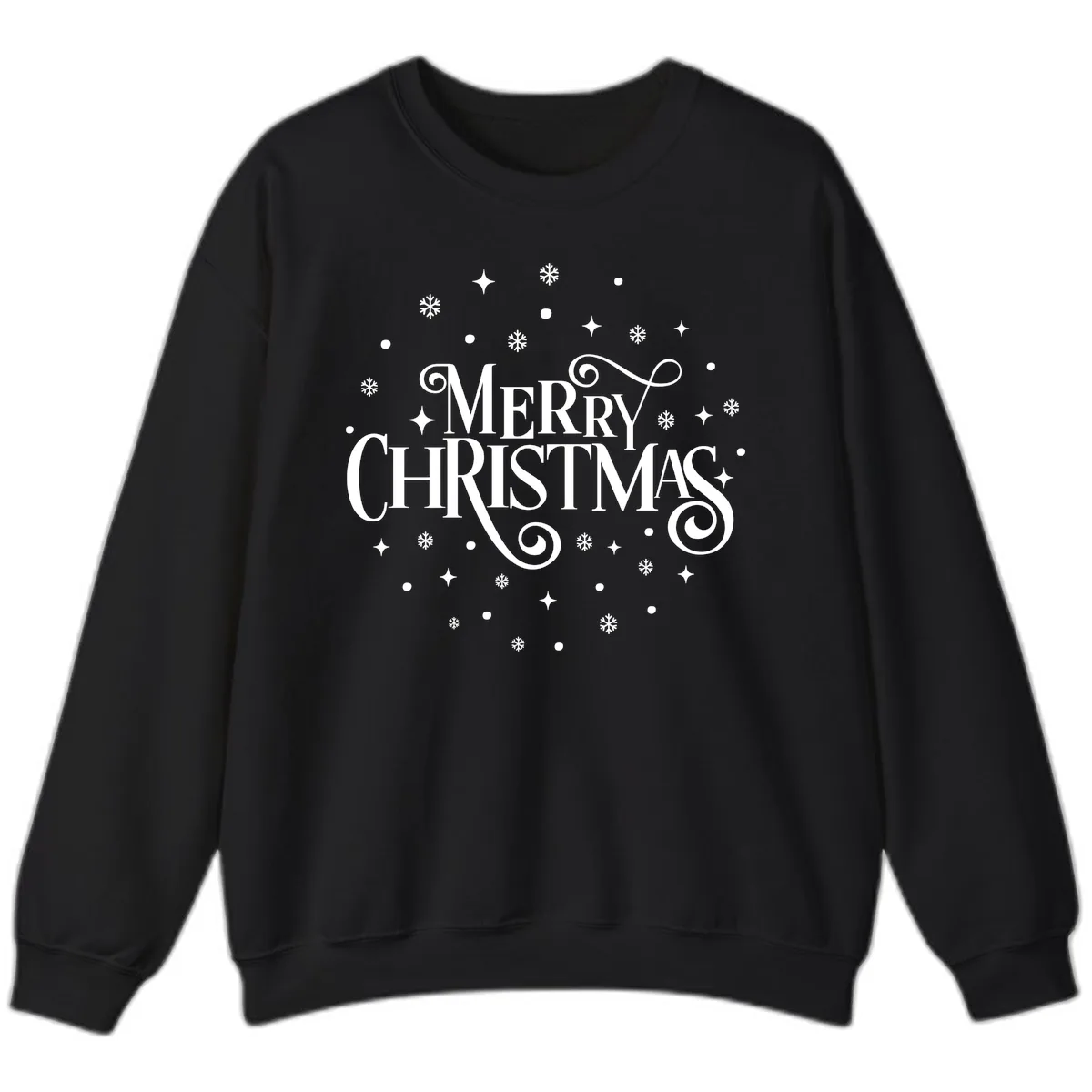 Festive Christmas Script Typography Sweatshirt in Black