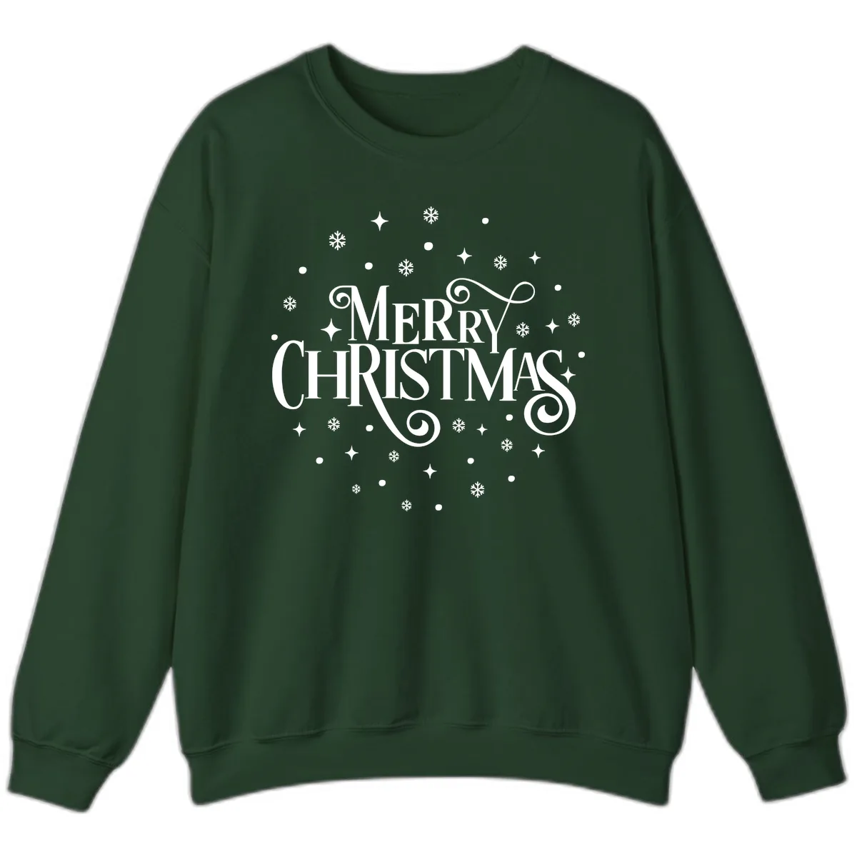 Festive Christmas Script Typography Sweatshirt in Forest Green