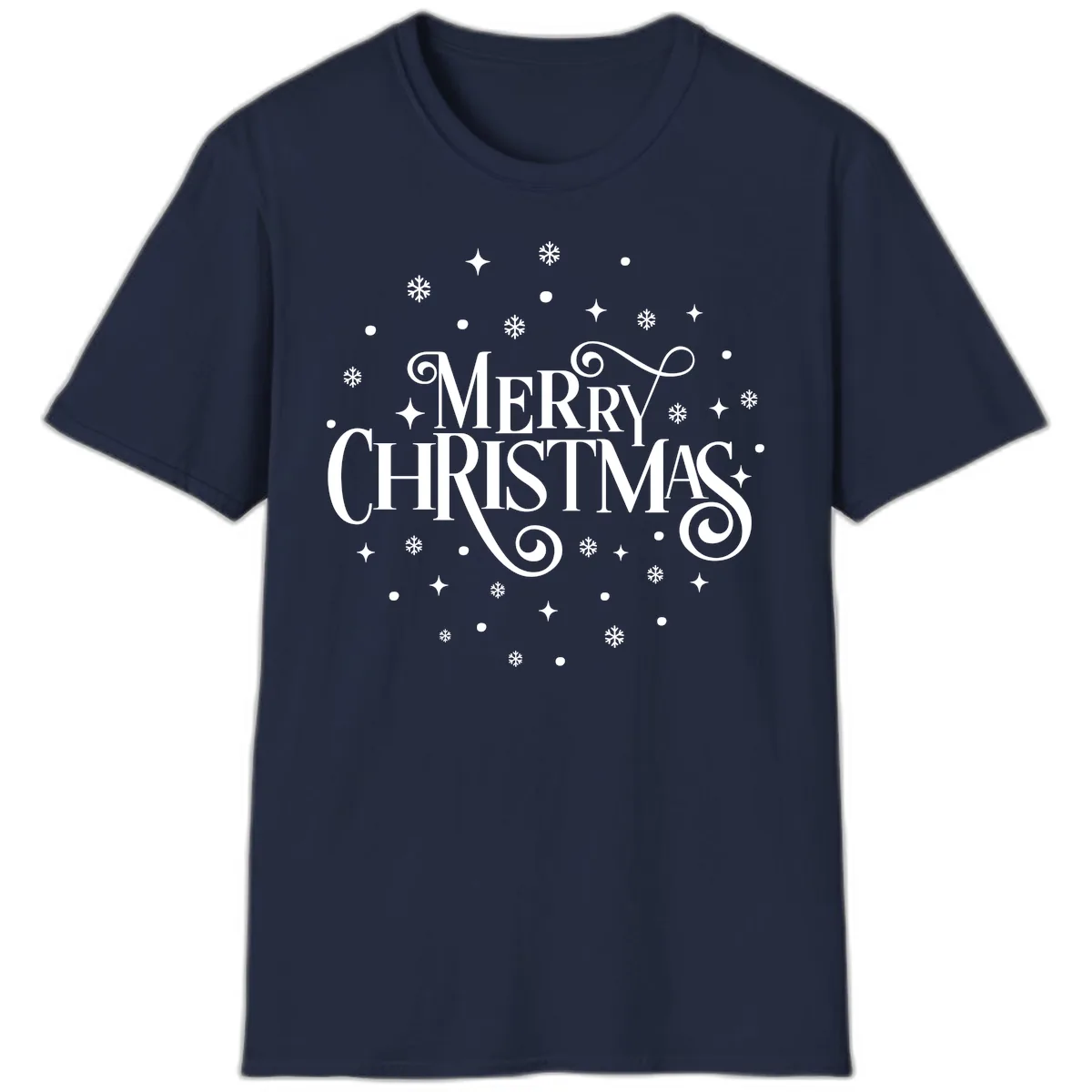 Festive Christmas Script Typography T-Shirt in Navy