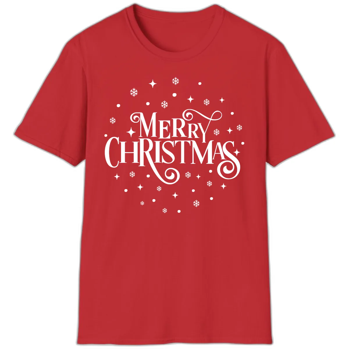 Festive Christmas Script Typography T-Shirt in Red