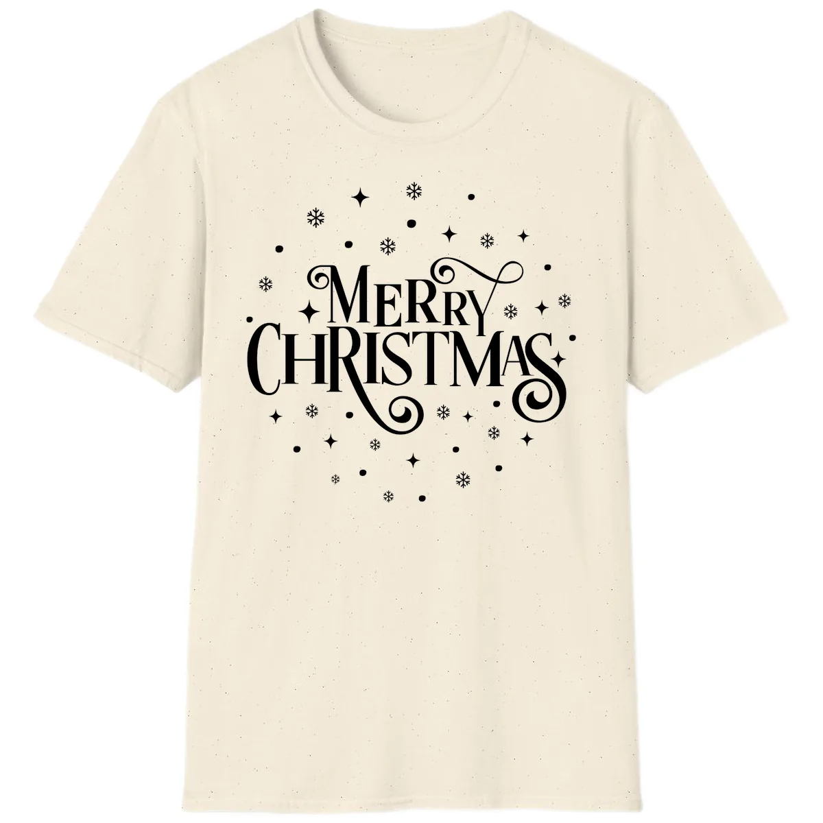Festive Christmas Script Typography T-Shirt in Natural