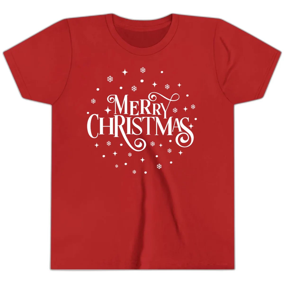 Festive Christmas Script Typography Youth T-Shirt in Red