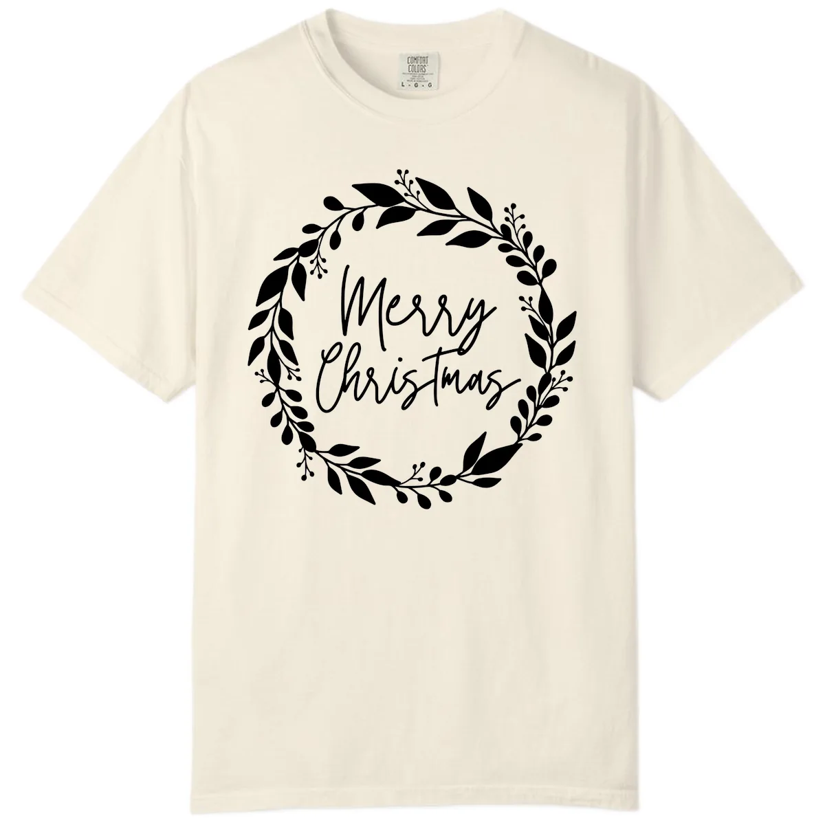 Merry Christmas Wreath Comfort Color in Ivory