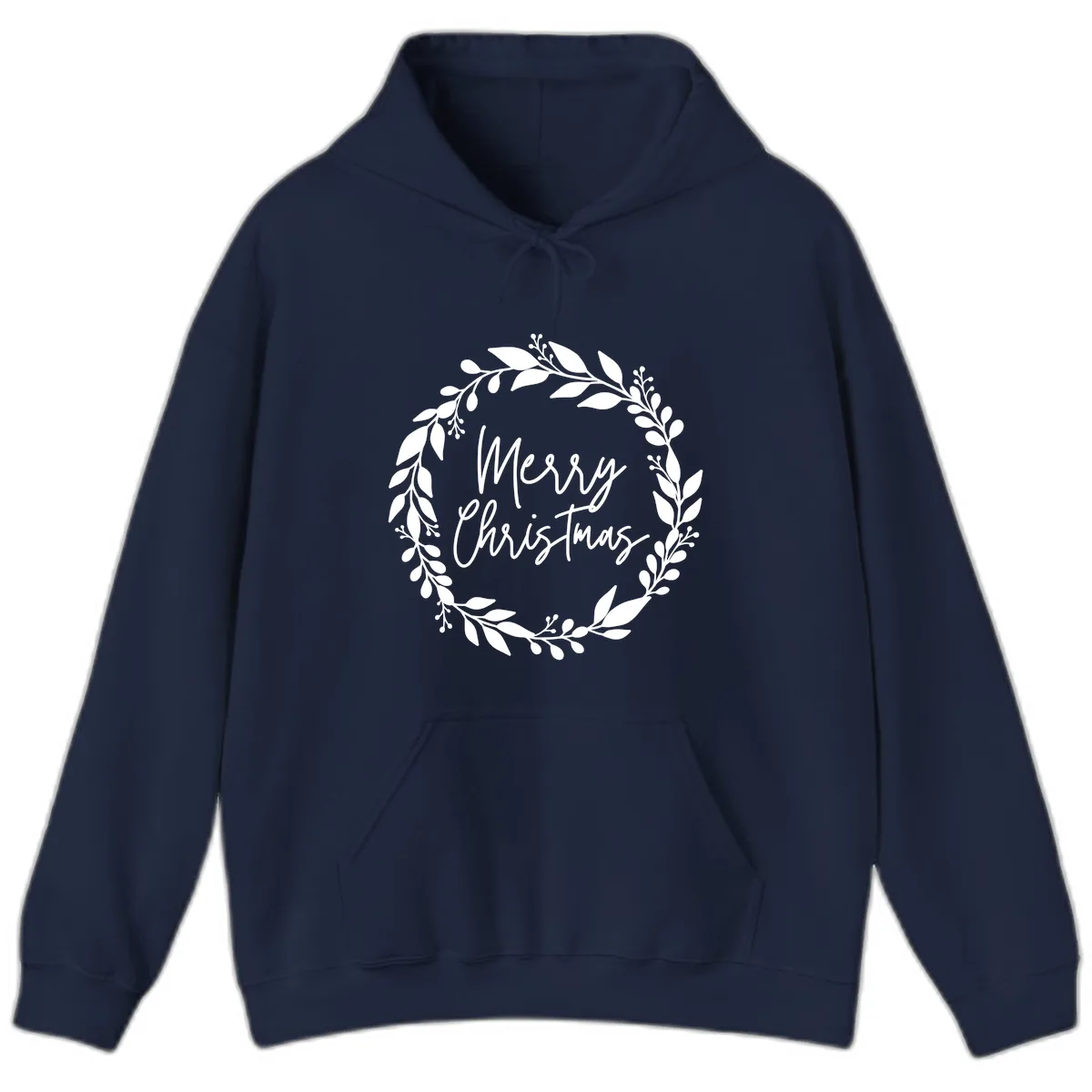 Merry Christmas Wreath Hoodie in Navy