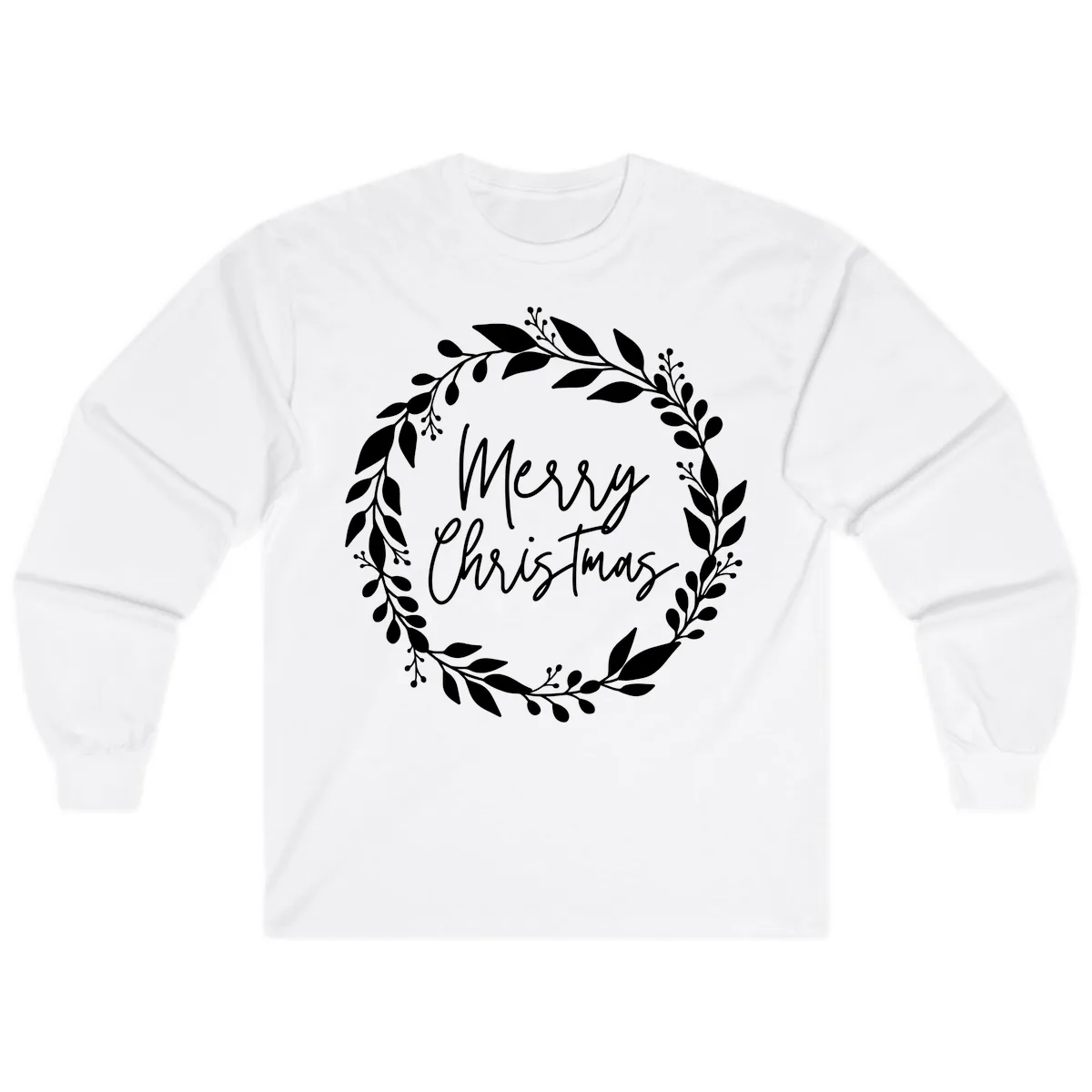 Merry Christmas Wreath Long Sleeve in White