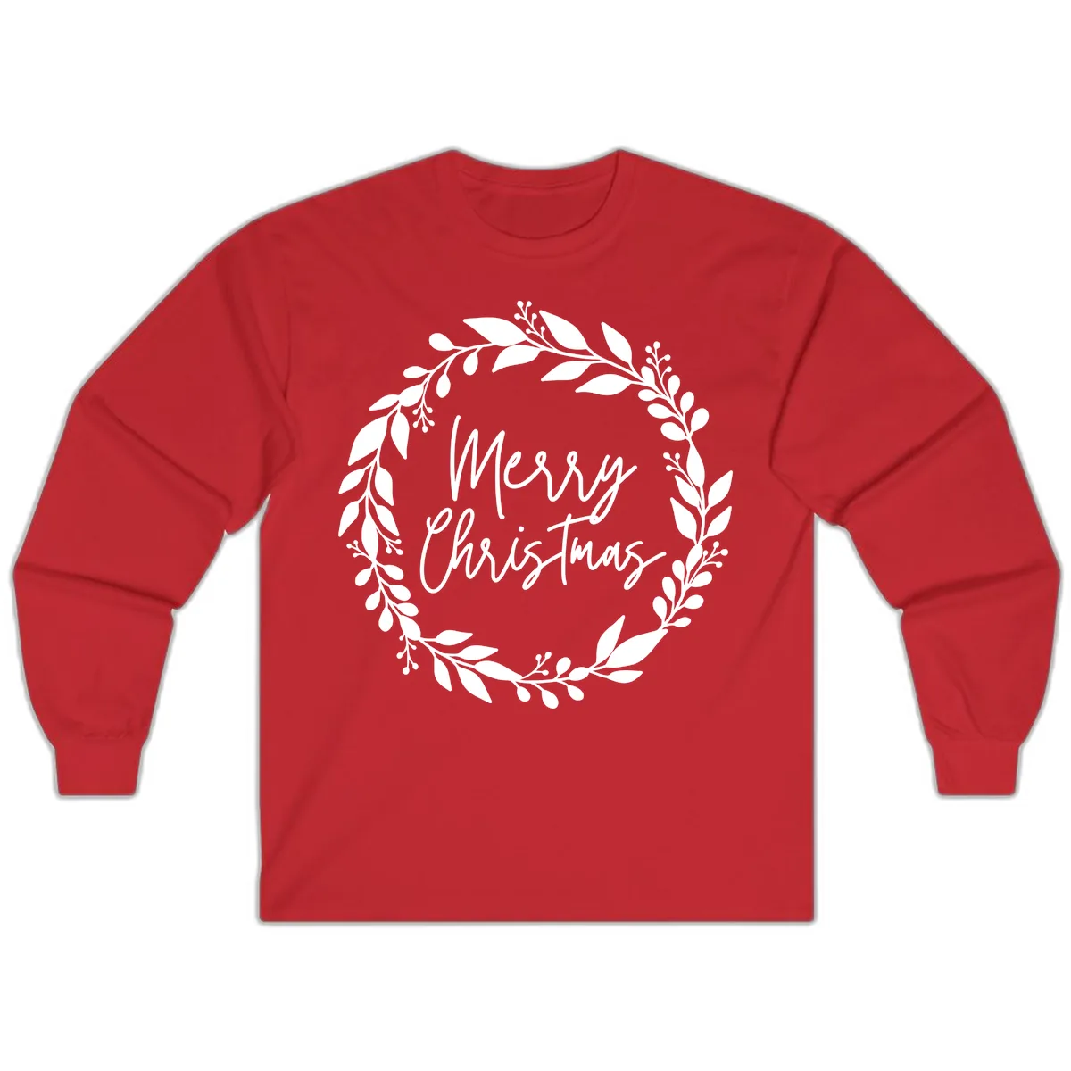 Merry Christmas Wreath Long Sleeve in Red