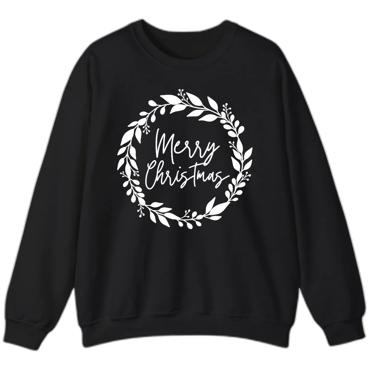 Merry Christmas Wreath Sweatshirt in Black