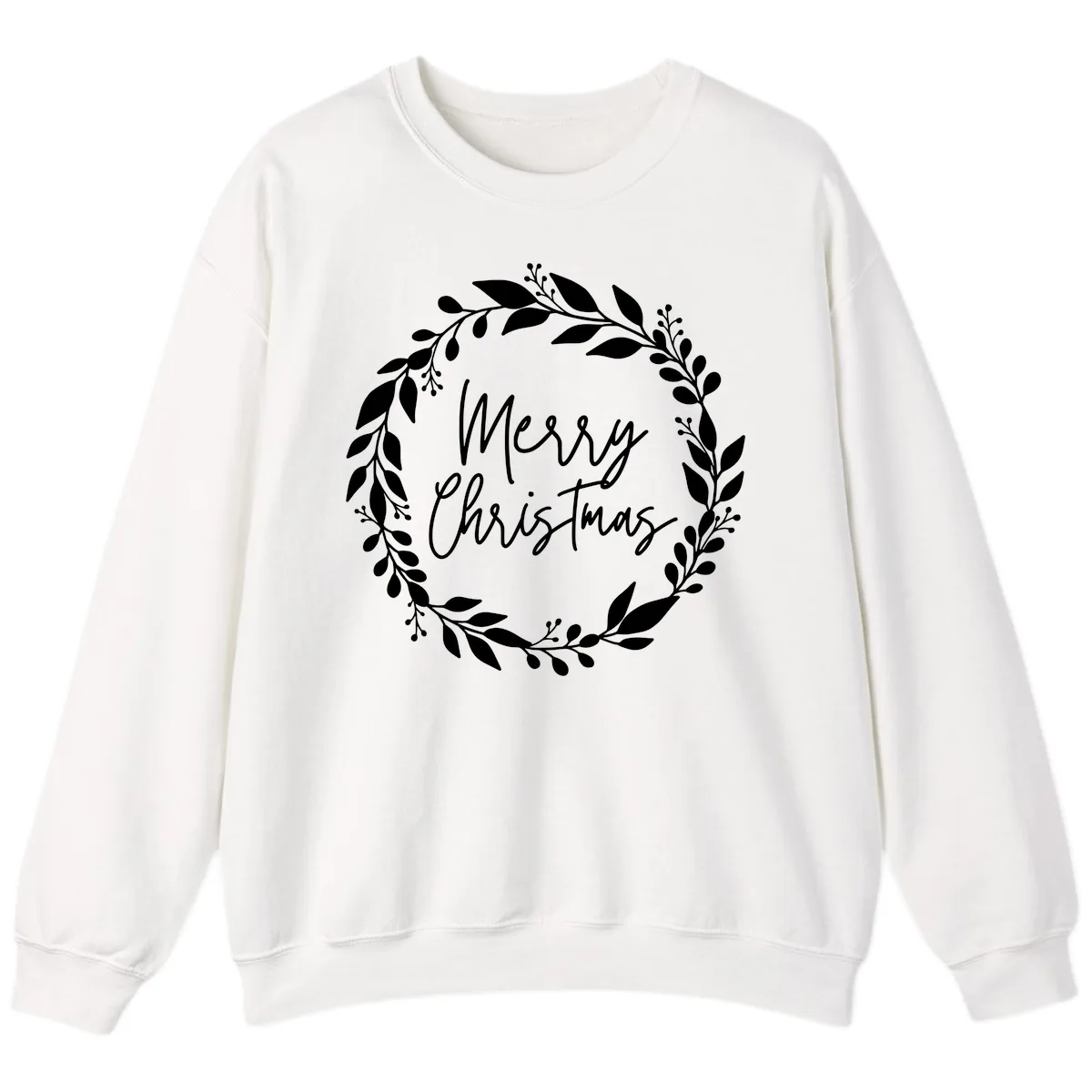 Merry Christmas Wreath Sweatshirt in White