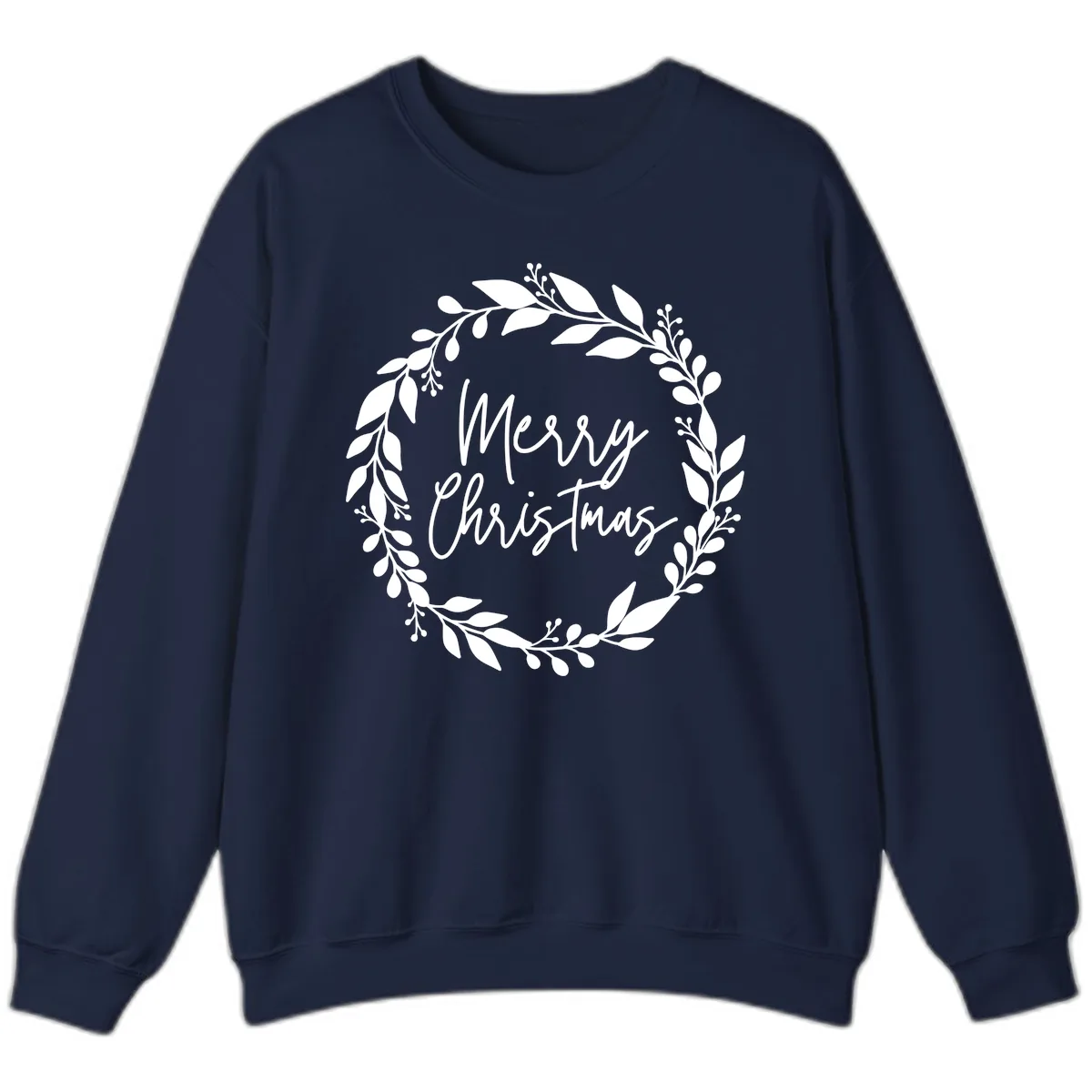 Merry Christmas Wreath Sweatshirt in Navy