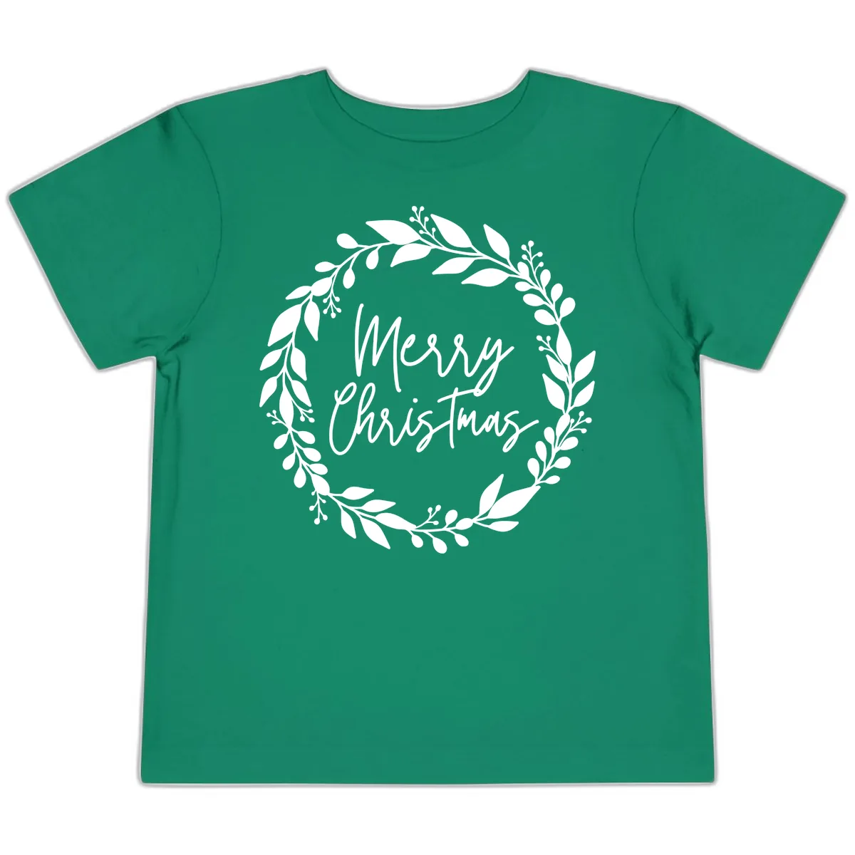 Merry Christmas Wreath Toddler T-Shirt in Kelly