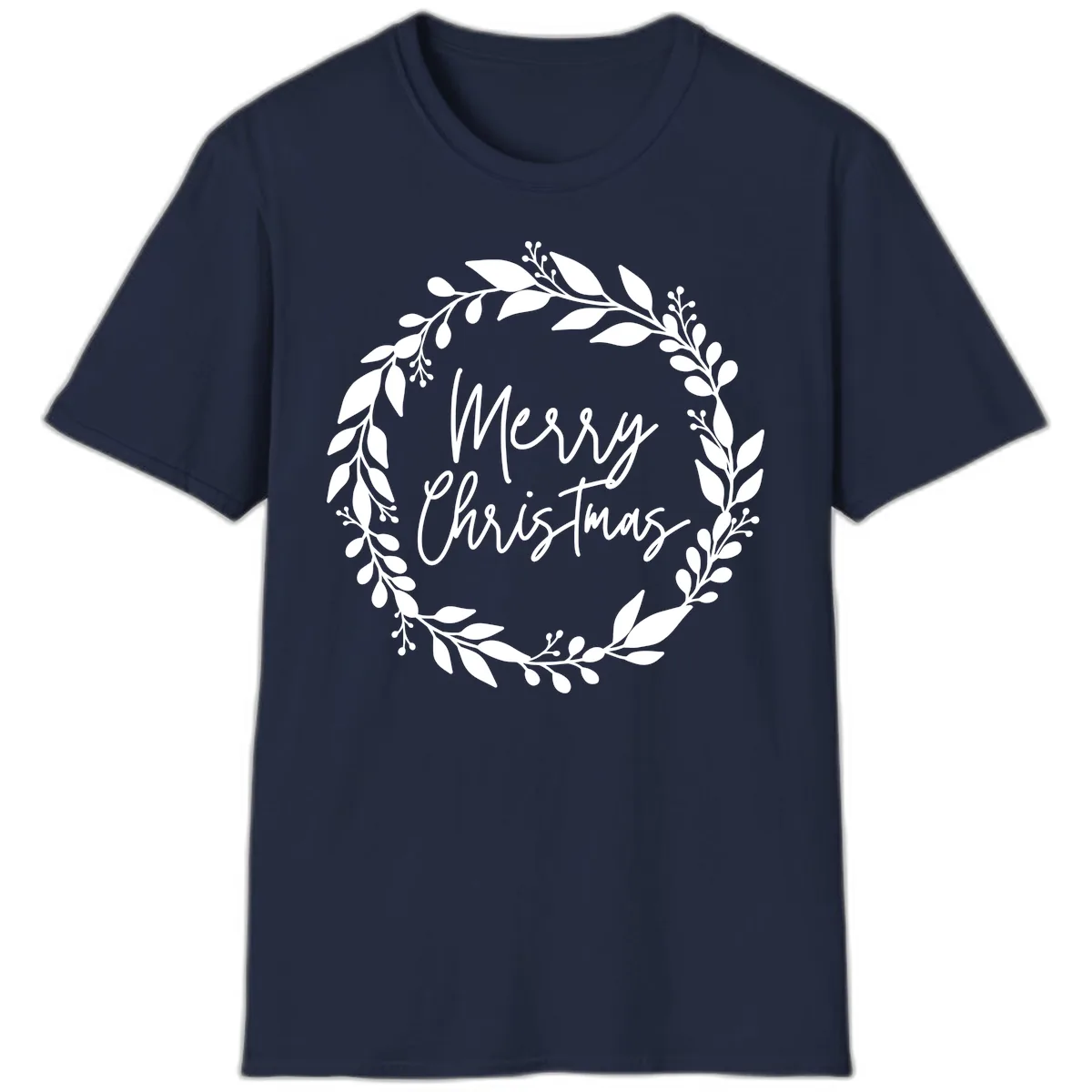 Merry Christmas Wreath T-Shirt in Navy