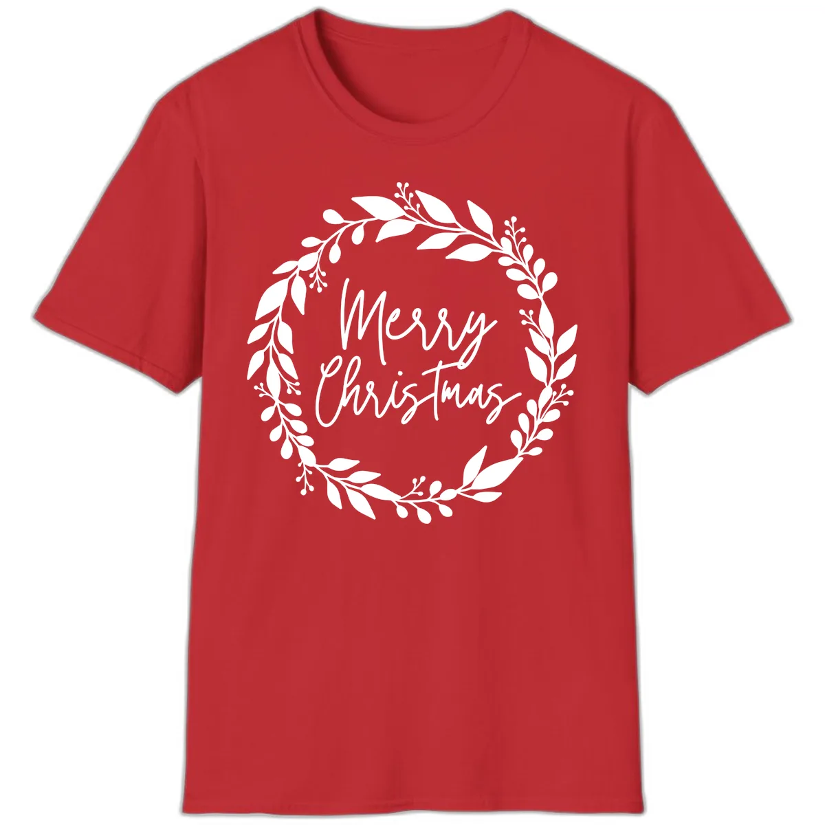 Merry Christmas Wreath T-Shirt in Red