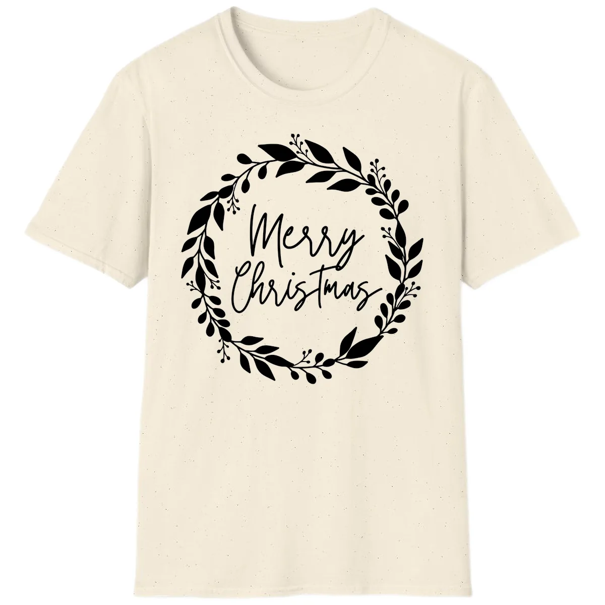 Merry Christmas Wreath T-Shirt in Natural