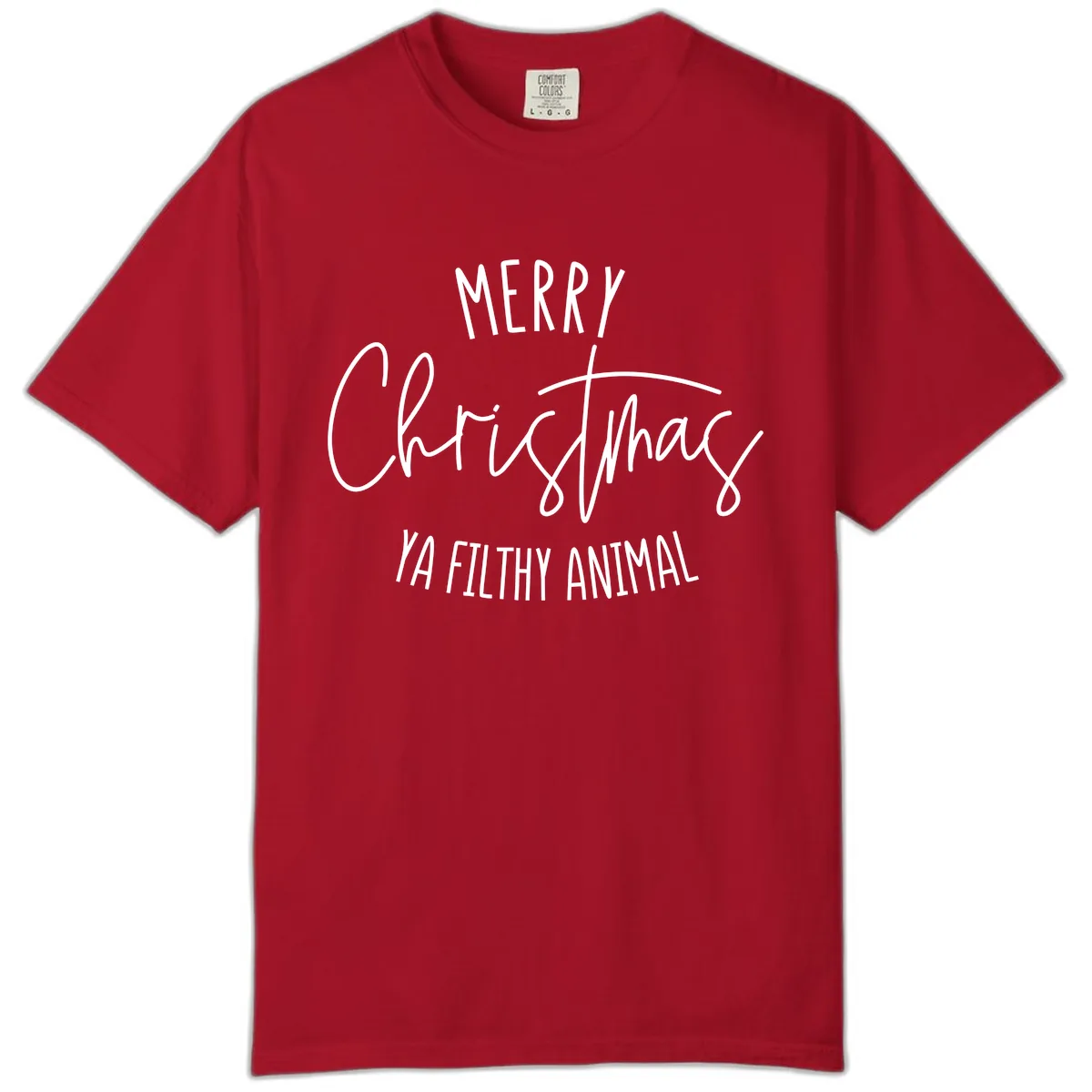 Merry Christmas Ya Filthy Animal Text Comfort Color in Red