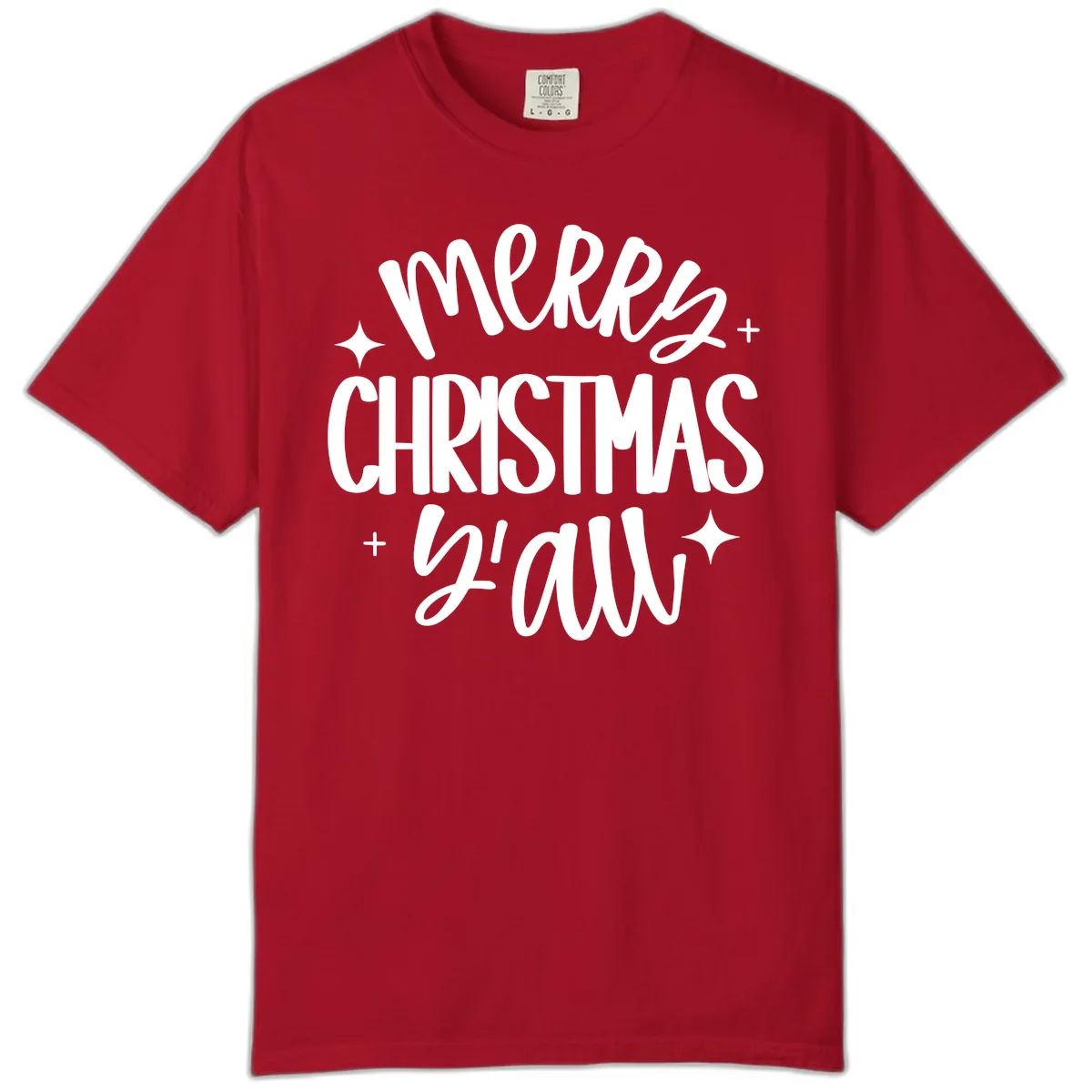 Merry Christmas Y'all Hand Lettered Design Comfort Color in Red