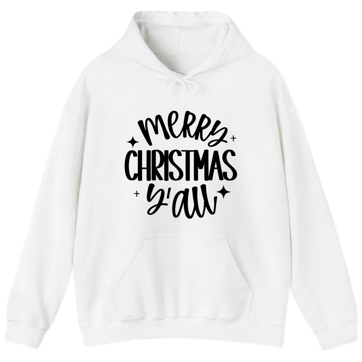 Merry Christmas Y'all Hand Lettered Design Hoodie in White