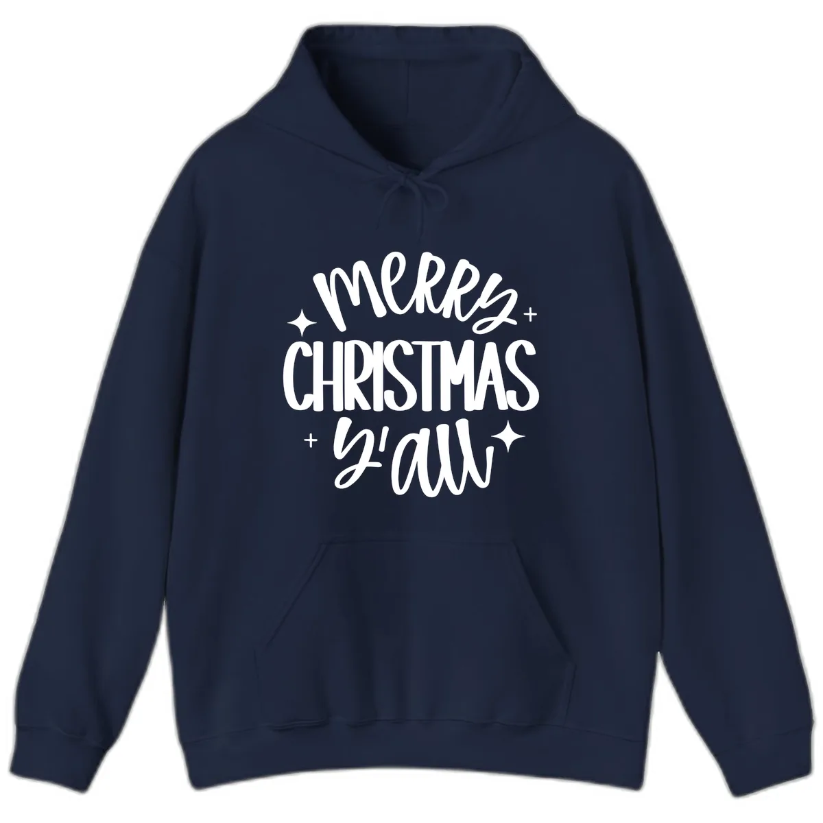 Merry Christmas Y'all Hand Lettered Design Hoodie in Navy