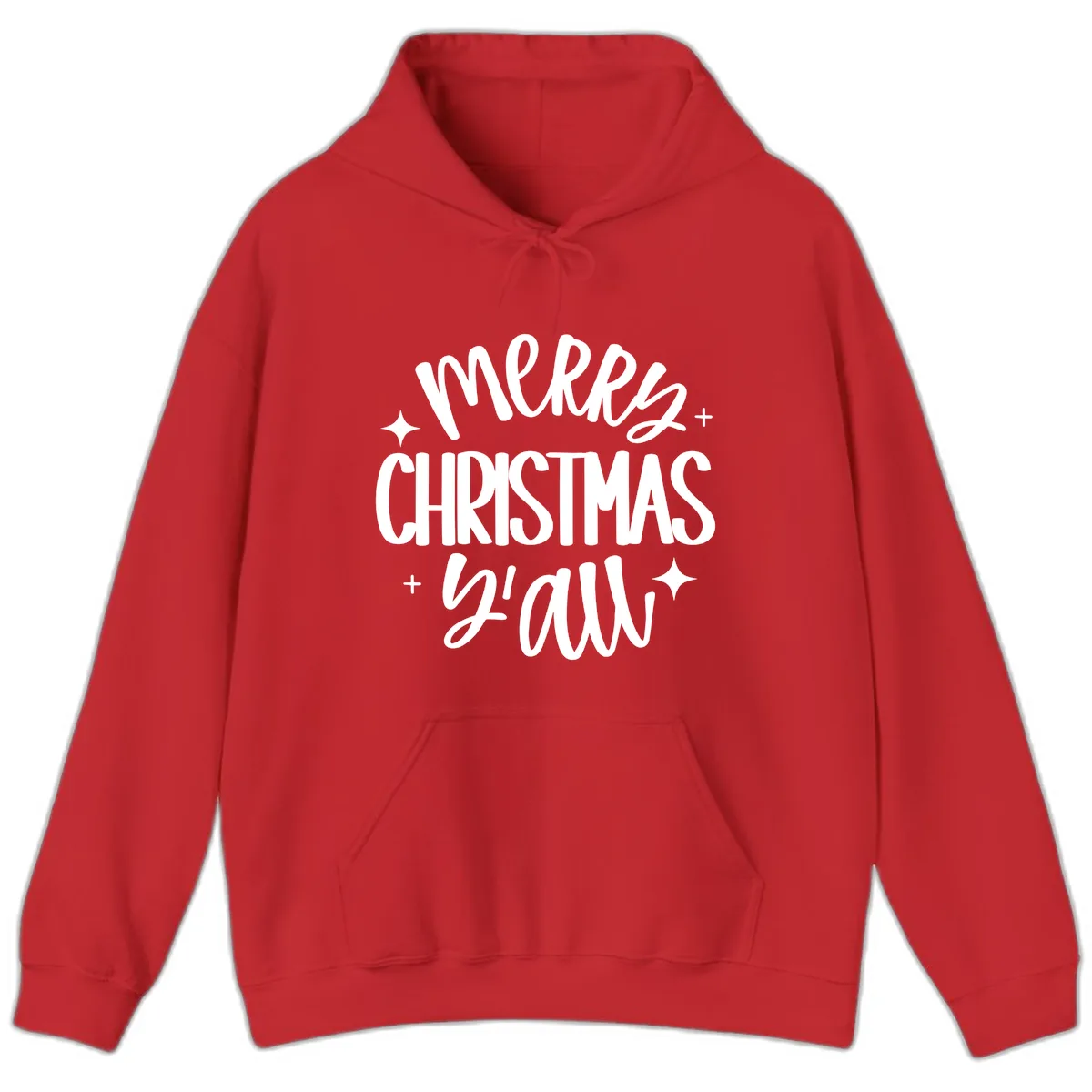 Merry Christmas Y'all Hand Lettered Design Hoodie in Red