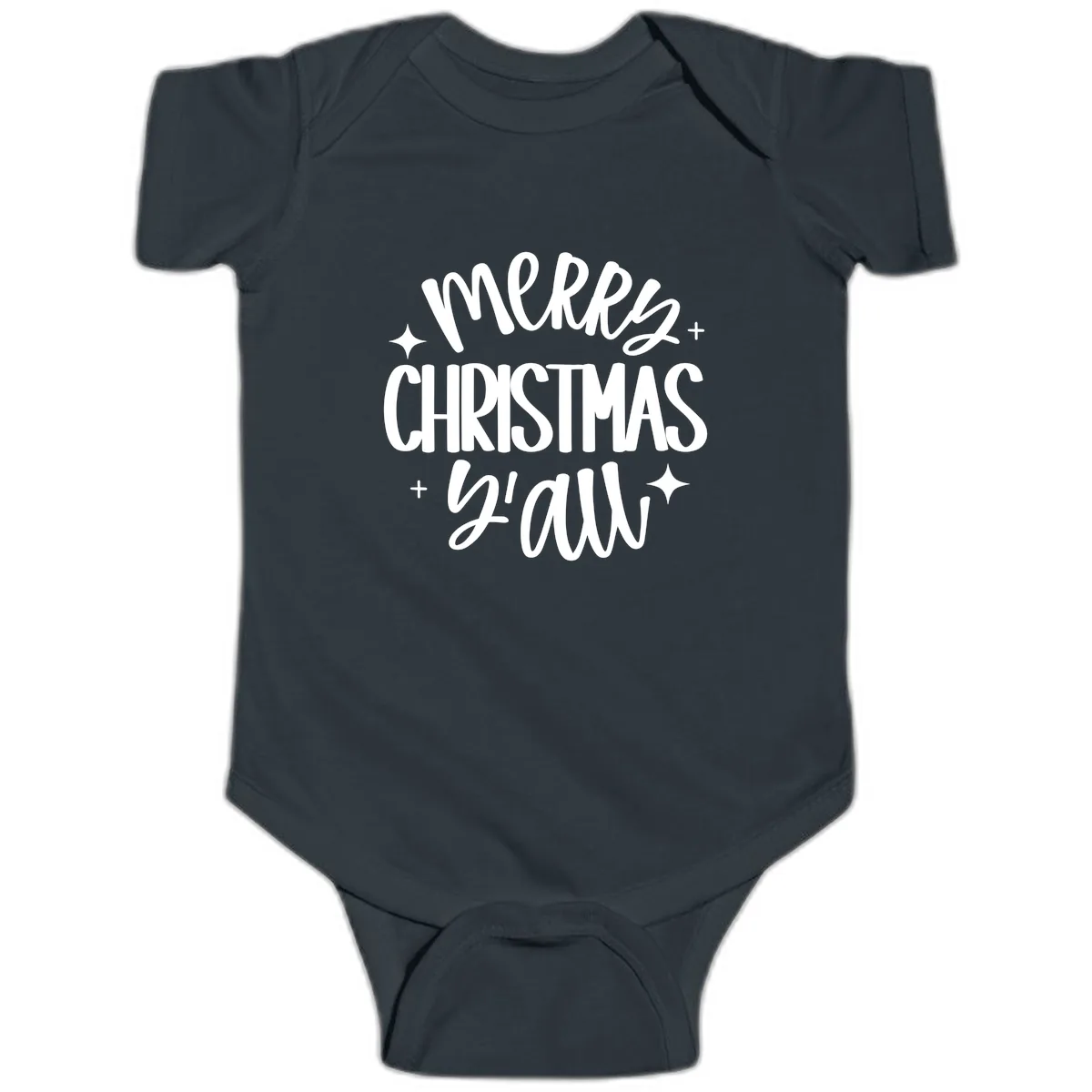 Merry Christmas Y'all Hand Lettered Design Baby Onesie in Black