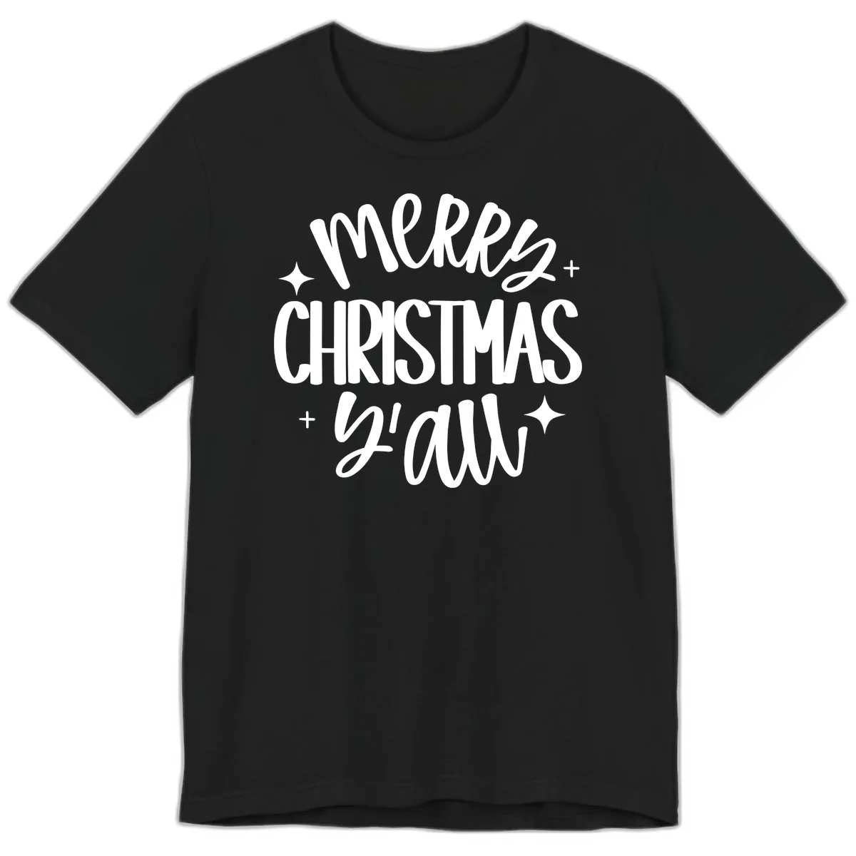Merry Christmas Y'all Hand Lettered Design Premium T-Shirt in Black
