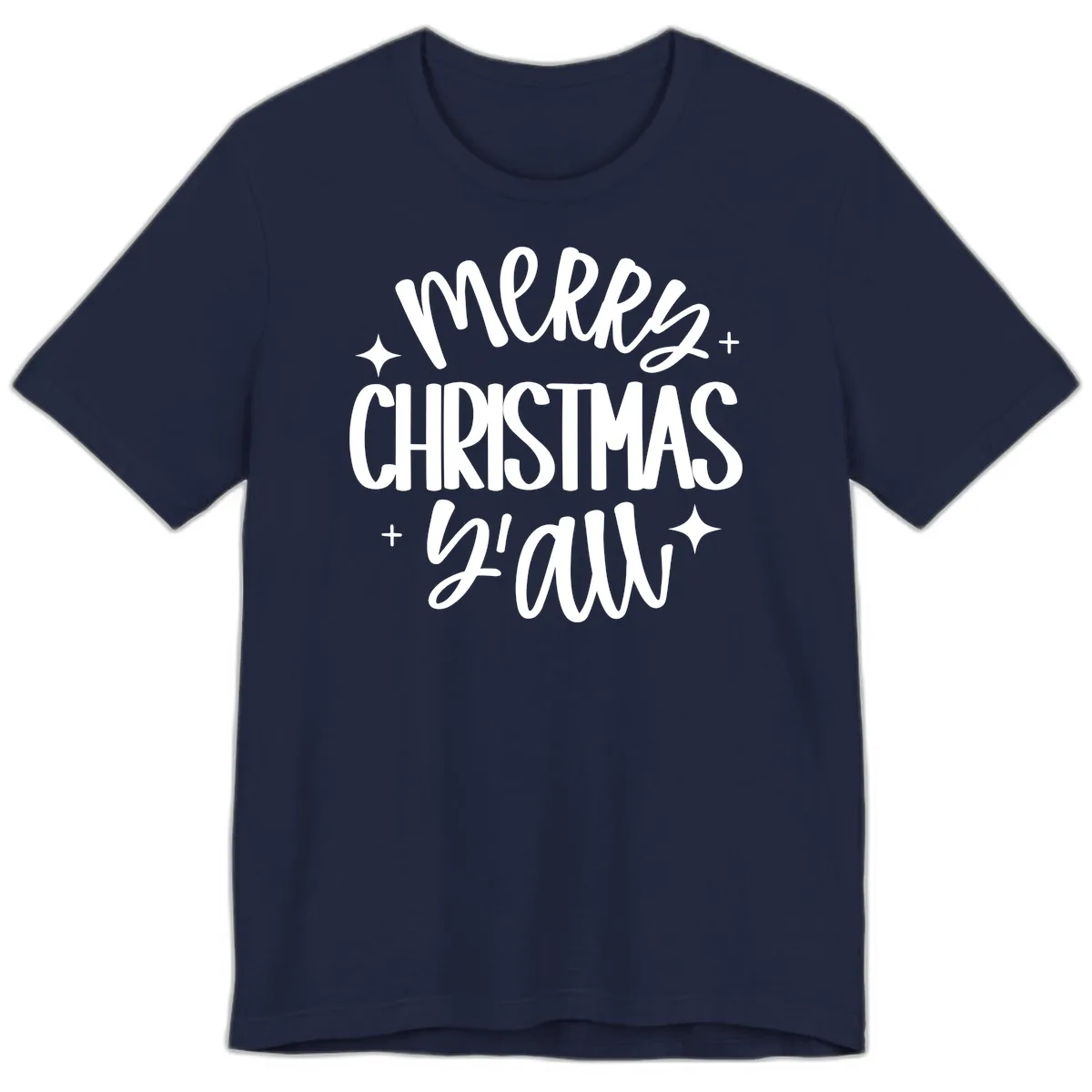 Merry Christmas Y'all Hand Lettered Design Premium T-Shirt in Navy