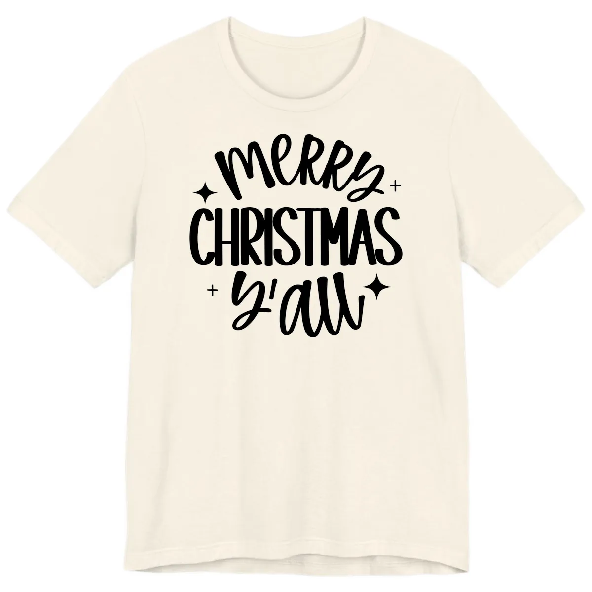 Merry Christmas Y'all Hand Lettered Design Premium T-Shirt in Natural