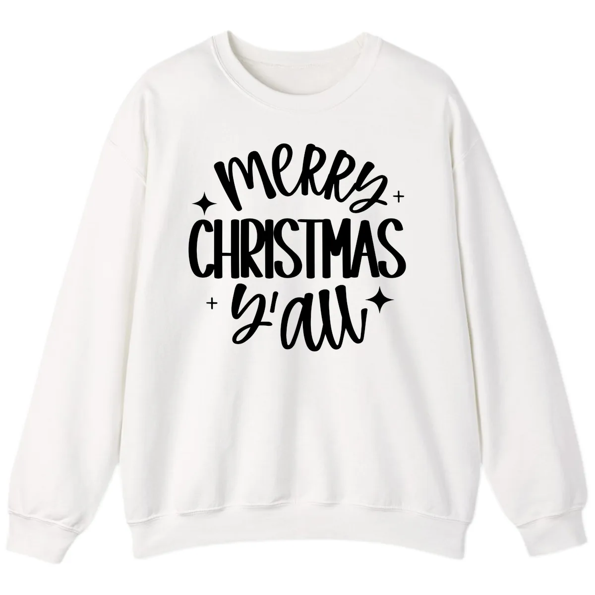 Merry Christmas Y'all Hand Lettered Design Sweatshirt in White