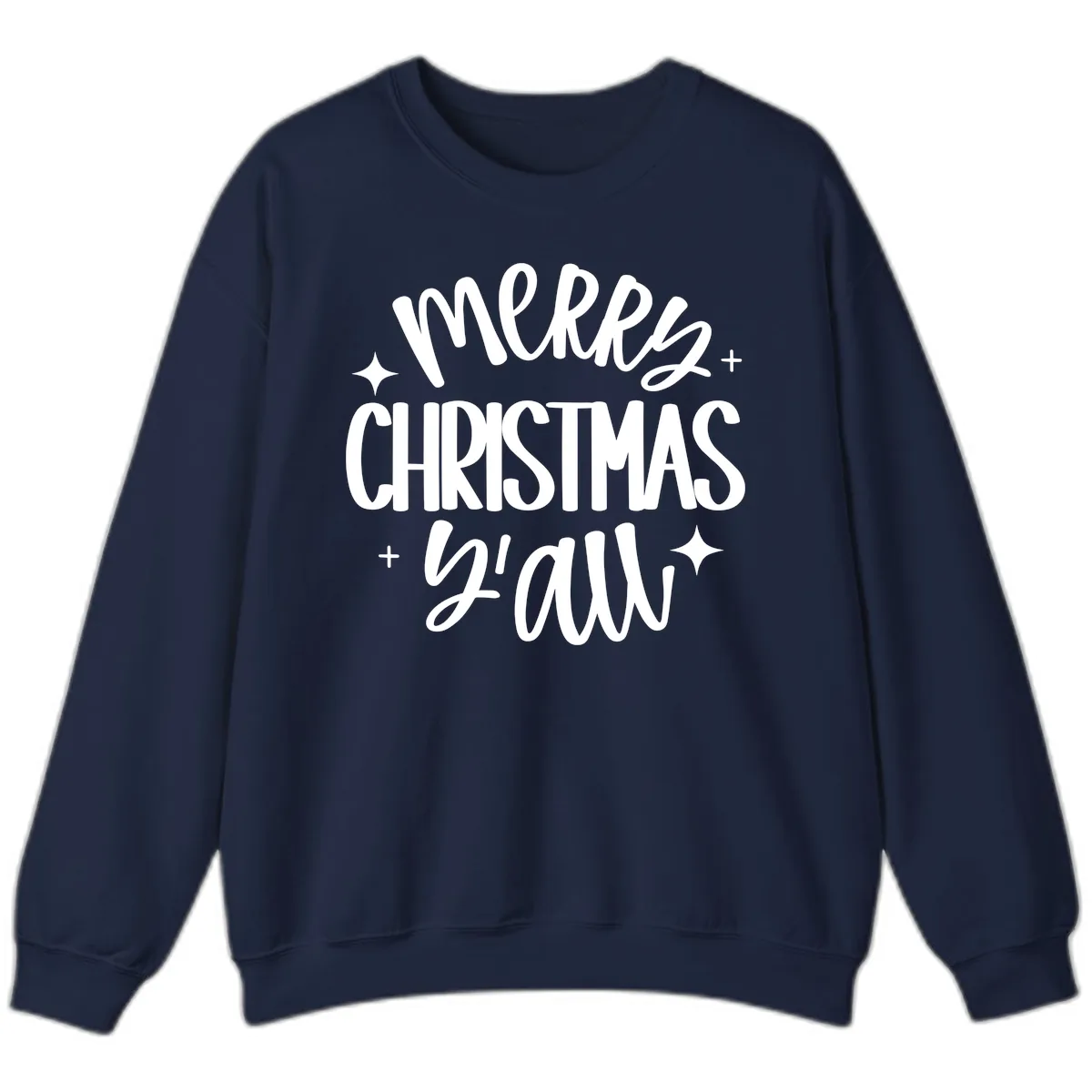 Merry Christmas Y'all Hand Lettered Design Sweatshirt in Navy