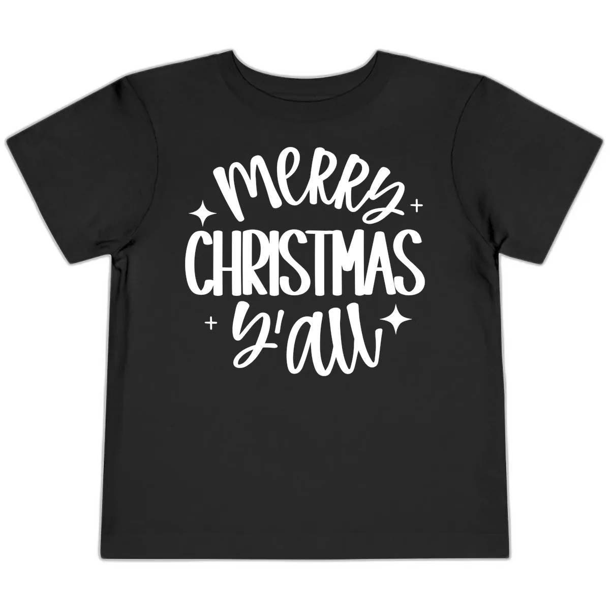 Merry Christmas Y'all Hand Lettered Design Toddler T-Shirt in Black