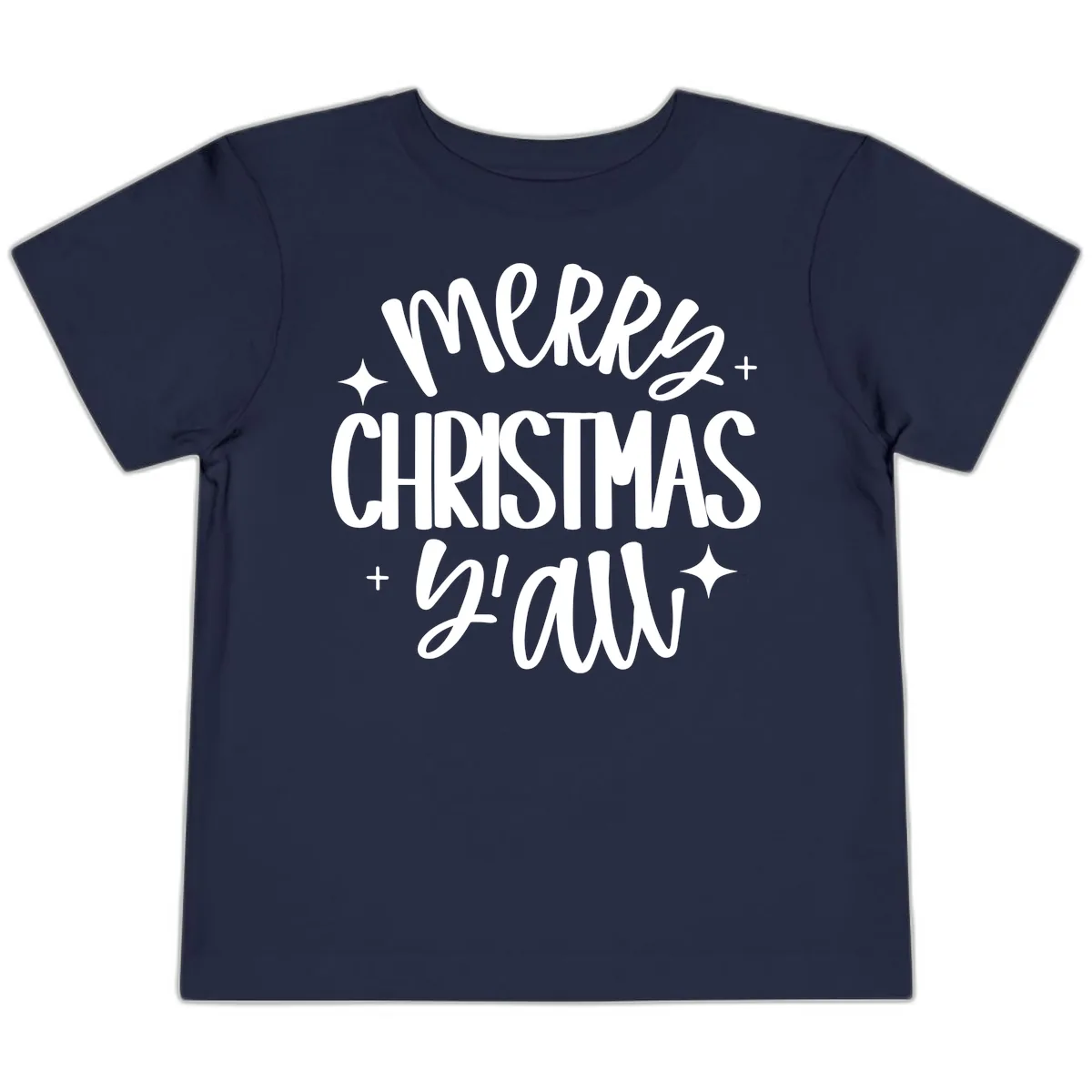 Merry Christmas Y'all Hand Lettered Design Toddler T-Shirt in Navy