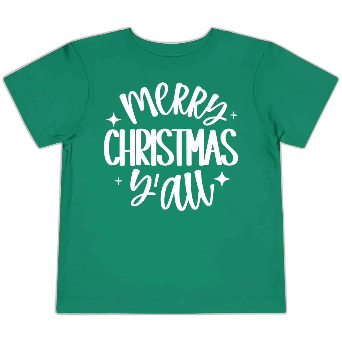 Merry Christmas Y'all Hand Lettered Design Toddler T-Shirt in Kelly
