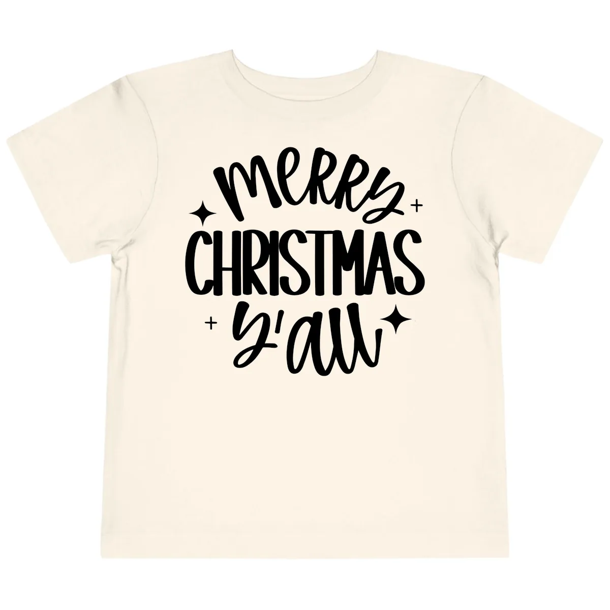 Merry Christmas Y'all Hand Lettered Design Toddler T-Shirt in Natural
