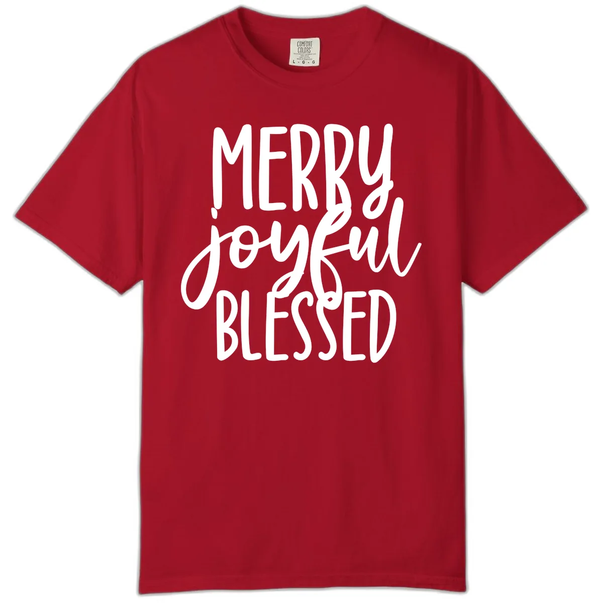 Merry Joyful Blessed Holiday Typography Comfort Color in Red