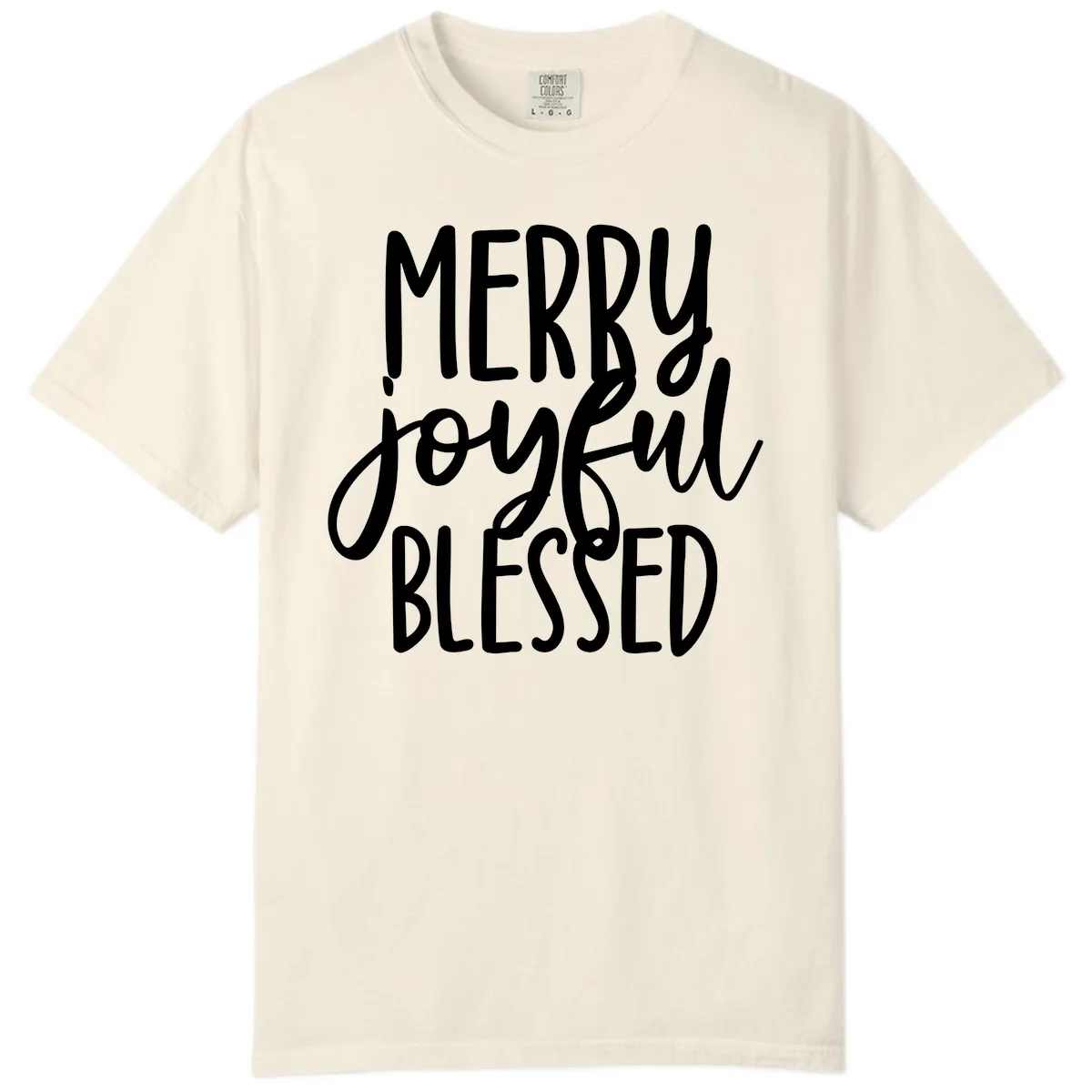 Merry Joyful Blessed Holiday Typography Comfort Color in Ivory