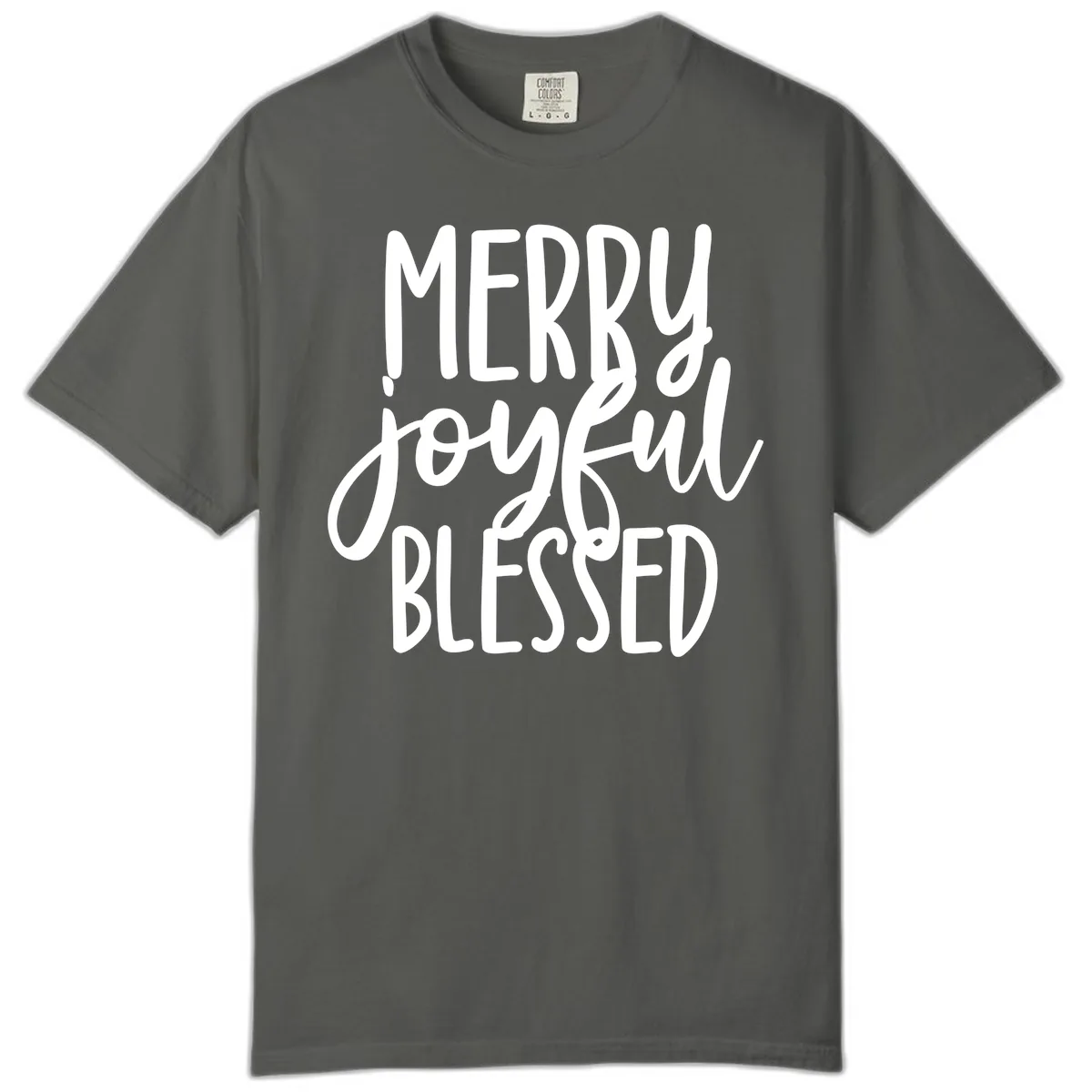 Merry Joyful Blessed Holiday Typography Comfort Color in Pepper