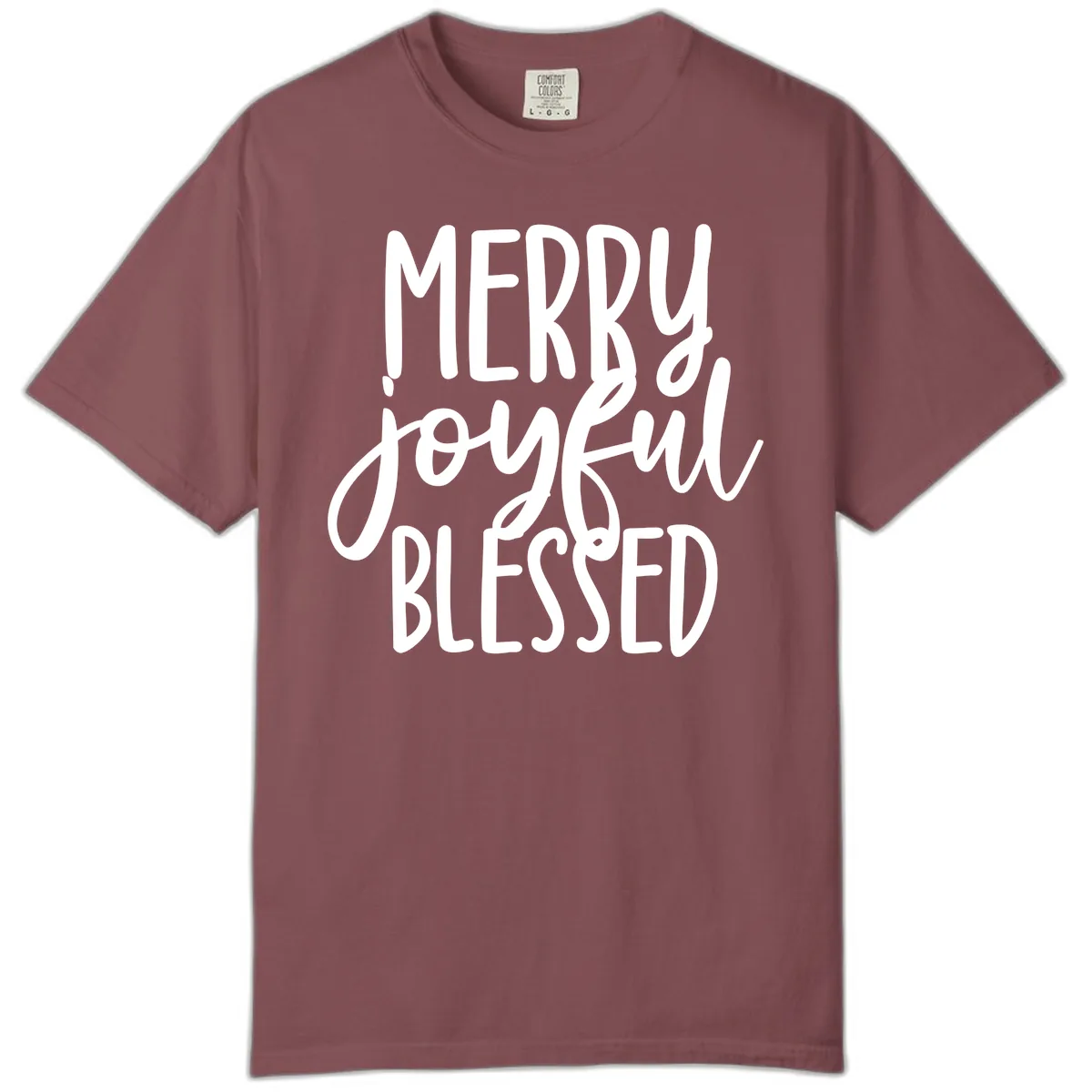 Merry Joyful Blessed Holiday Typography Comfort Color in Brick