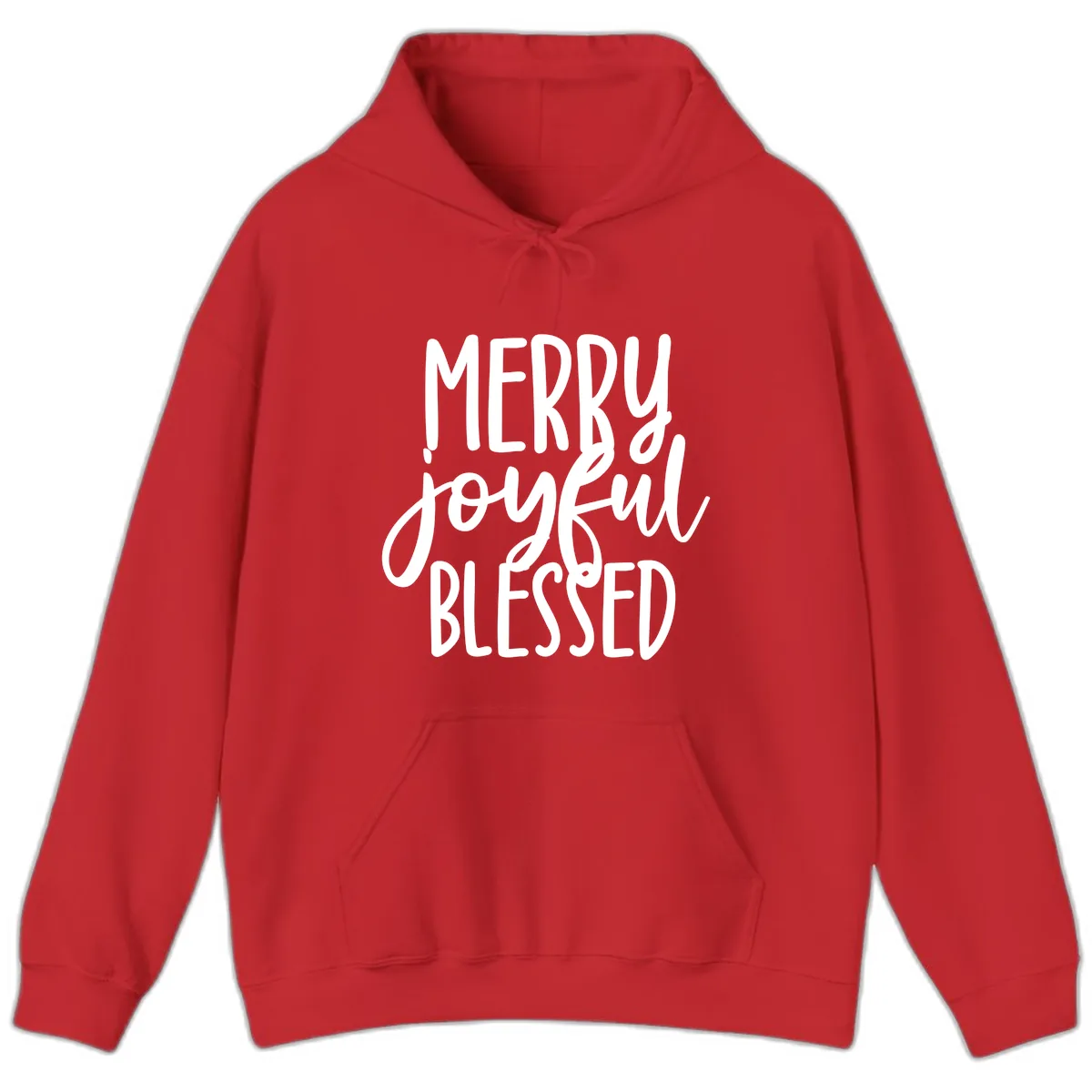 Merry Joyful Blessed Holiday Typography Hoodie in Red