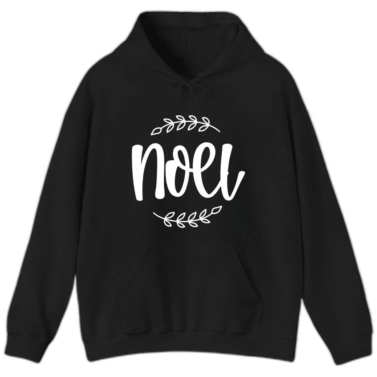 Elegant Noel Christmas Script Hoodie in Black