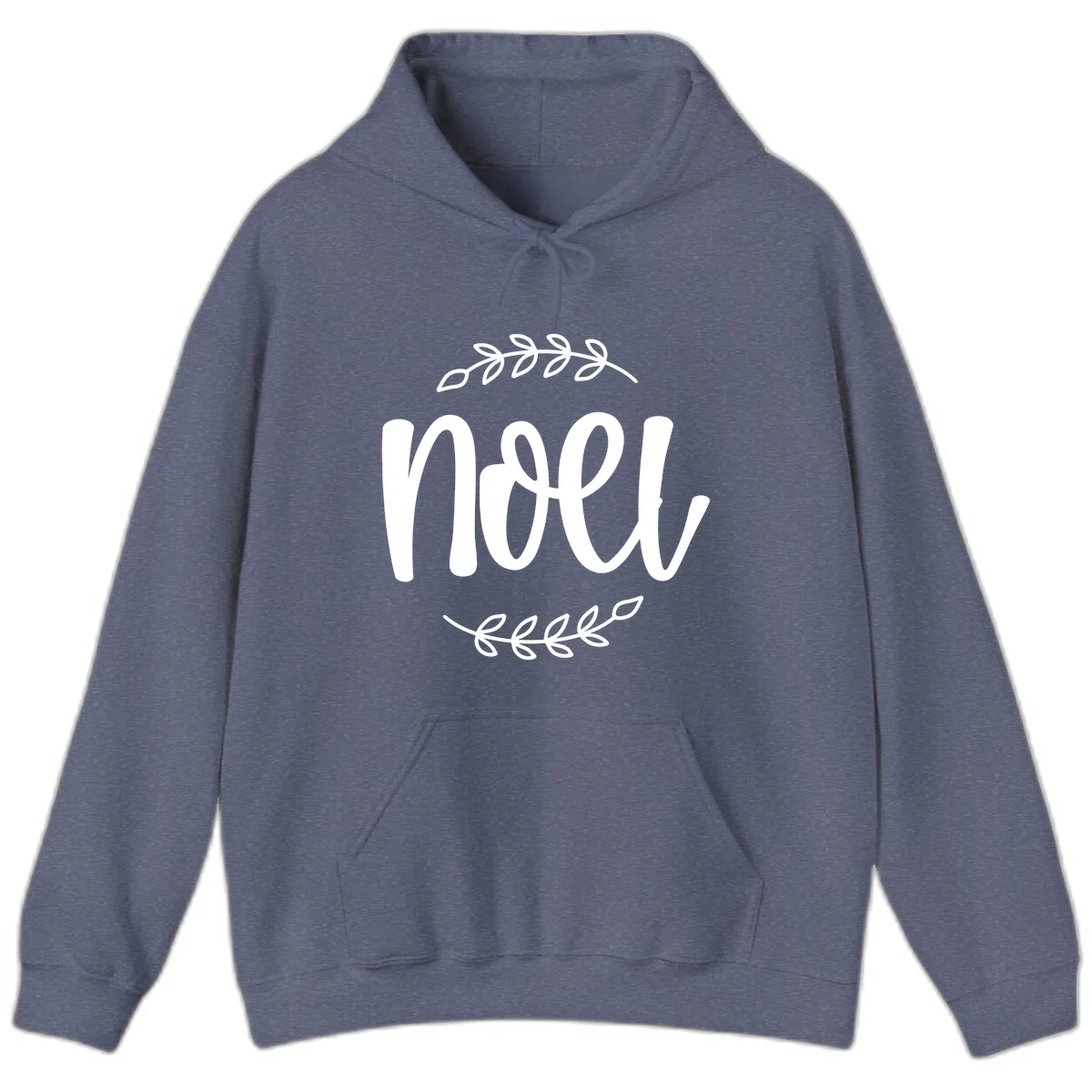 Elegant Noel Christmas Script Hoodie in Heather Navy