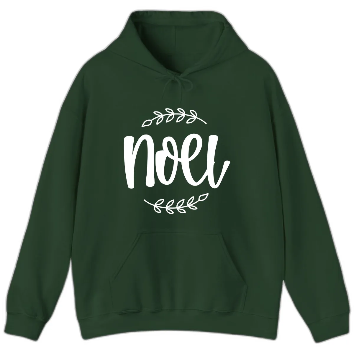 Elegant Noel Christmas Script Hoodie in Forest Green